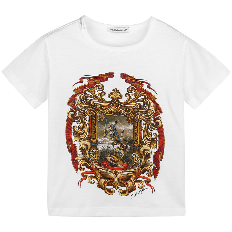 Boys White Cotton T-shirt