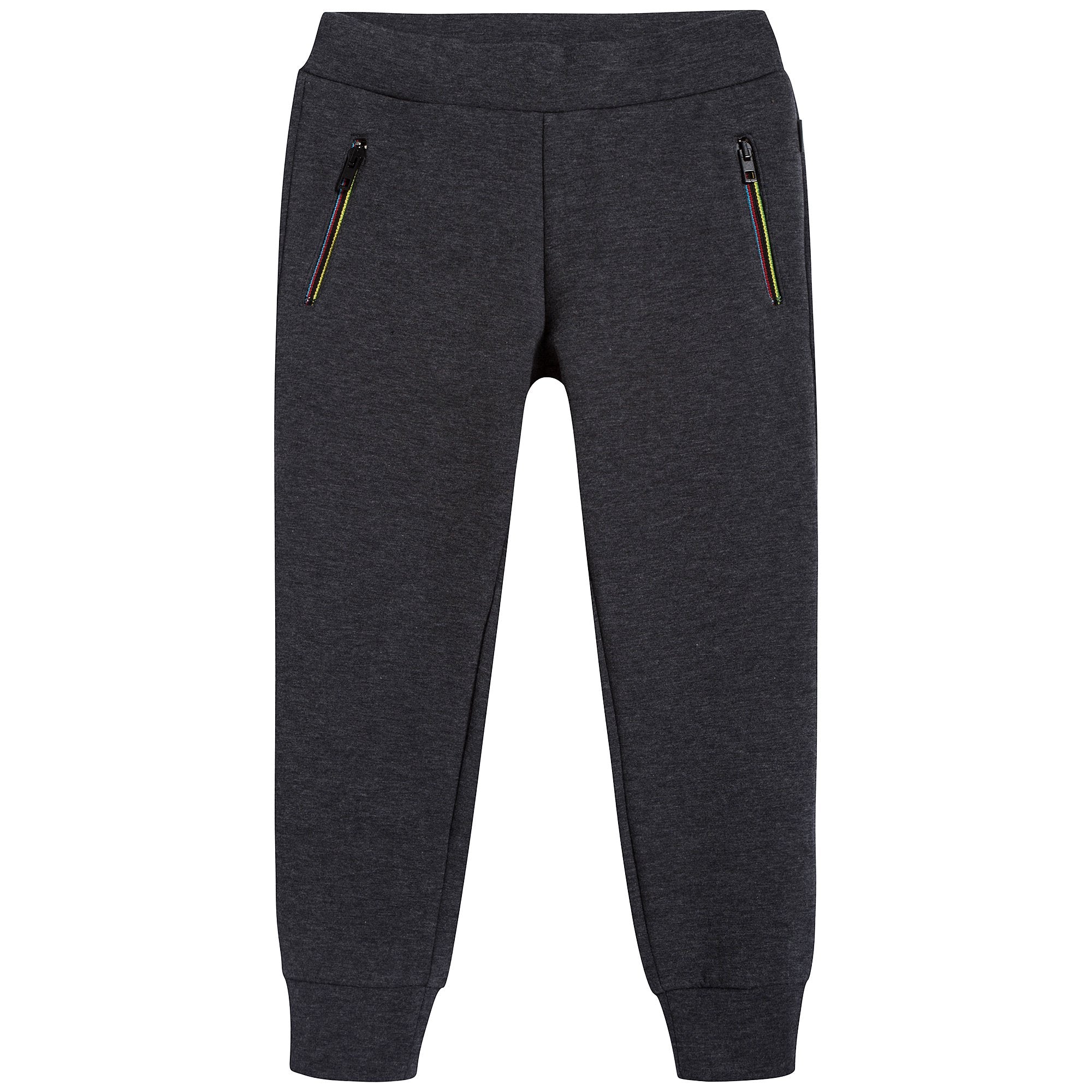 Boys Marl Grey Anthracite Cotton Trousers