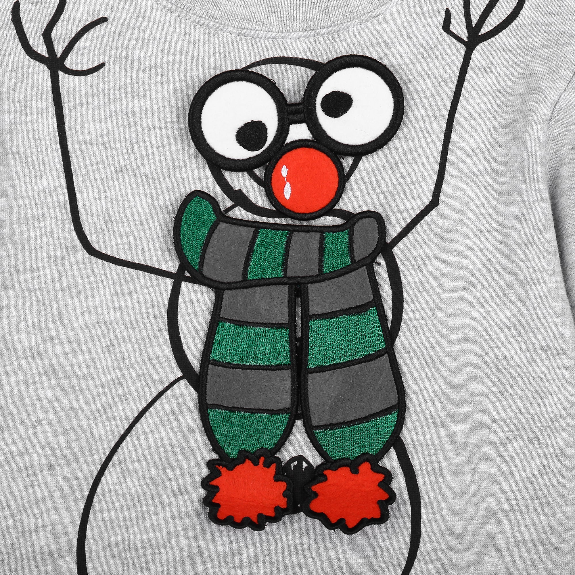 Boys Grey Snowman Cotton Sweatshirt