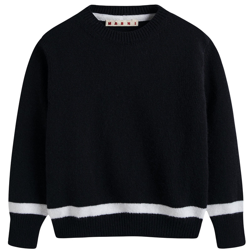 Girls Navy Blue Wool Knitted Sweater