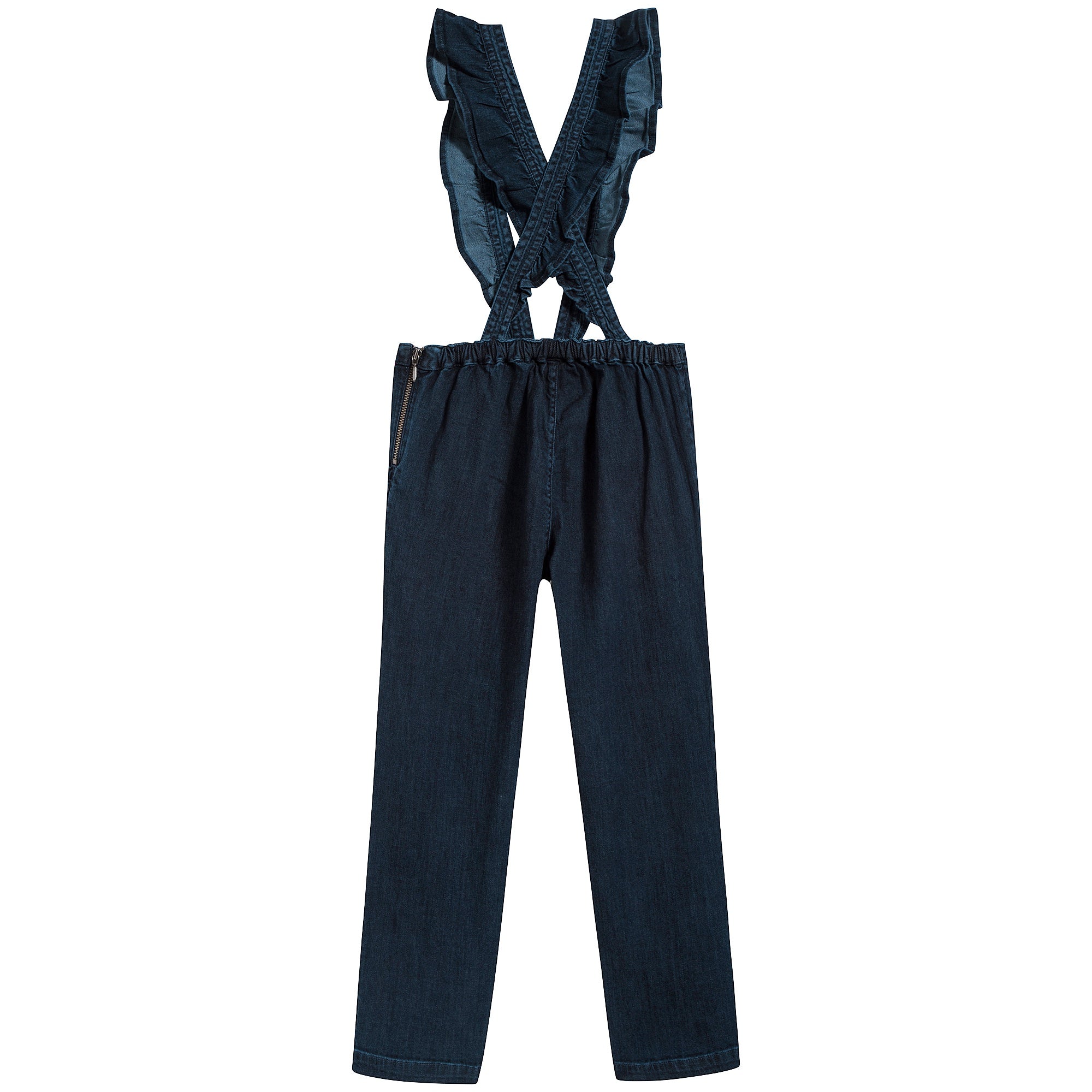 Girls Denim Blue Cotton Trousers