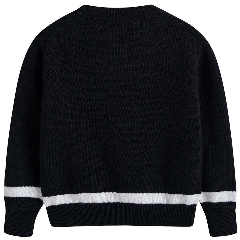 Girls Navy Blue Wool Knitted Sweater
