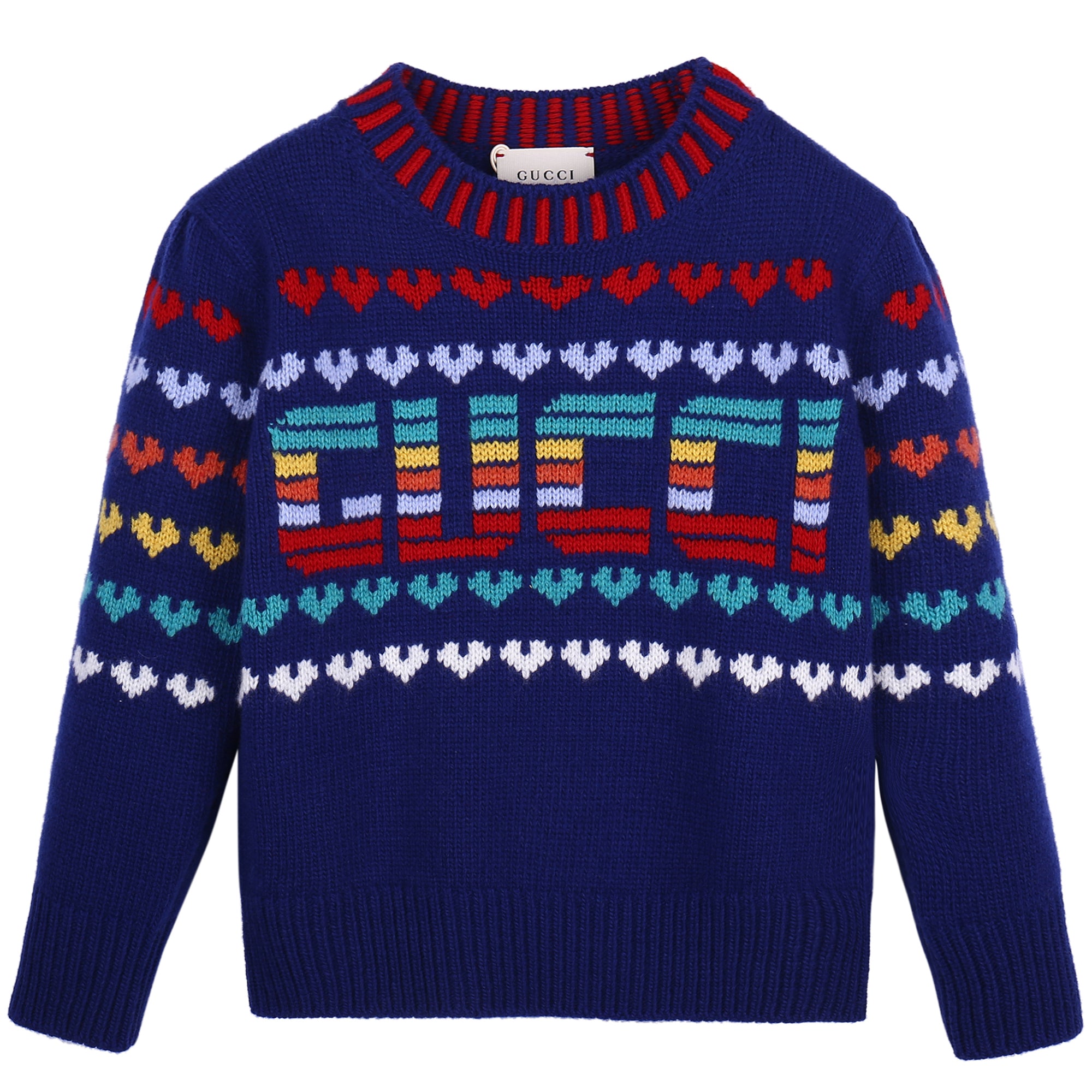 Girls Blue Logo Patterned Sweater