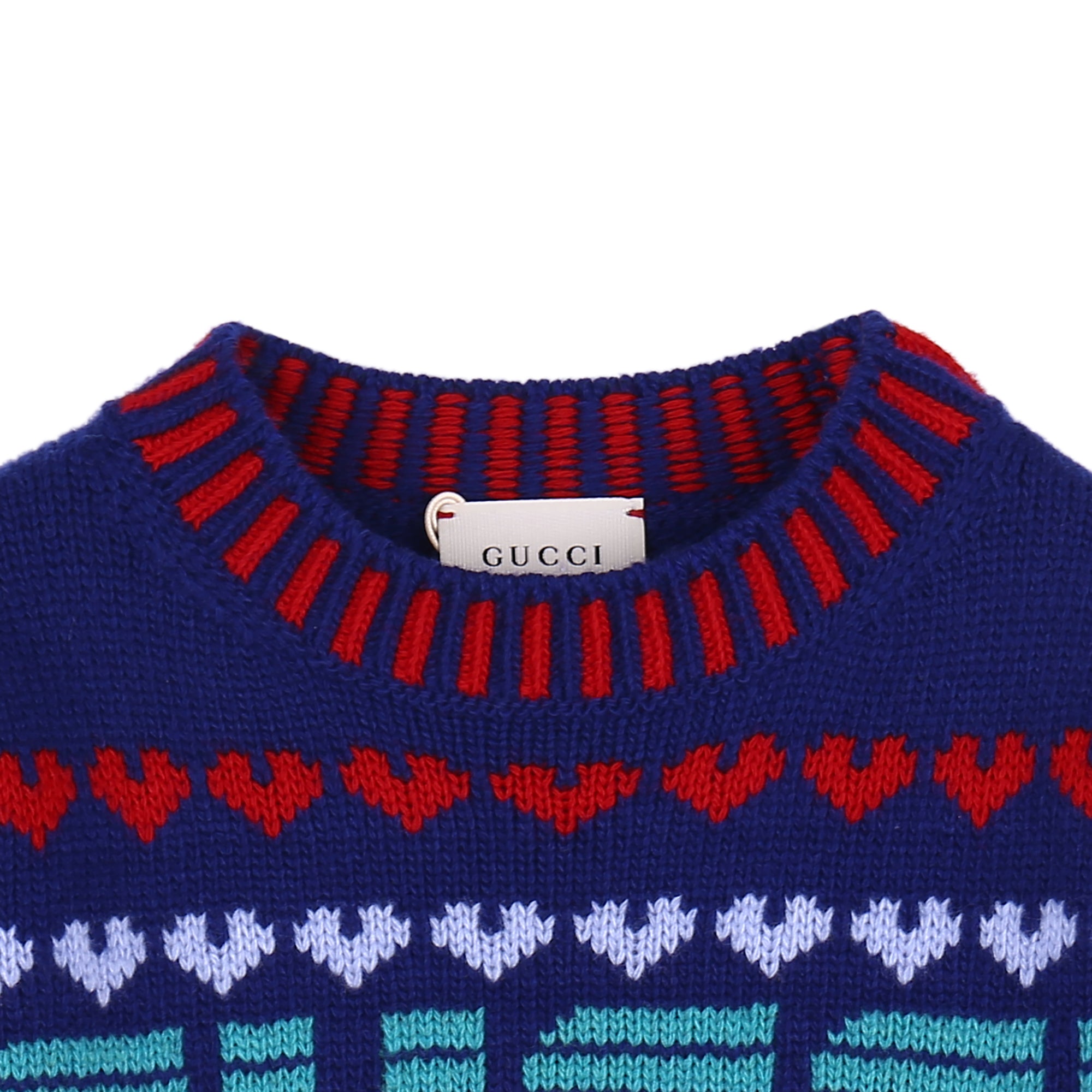 Girls Blue Logo Patterned Sweater