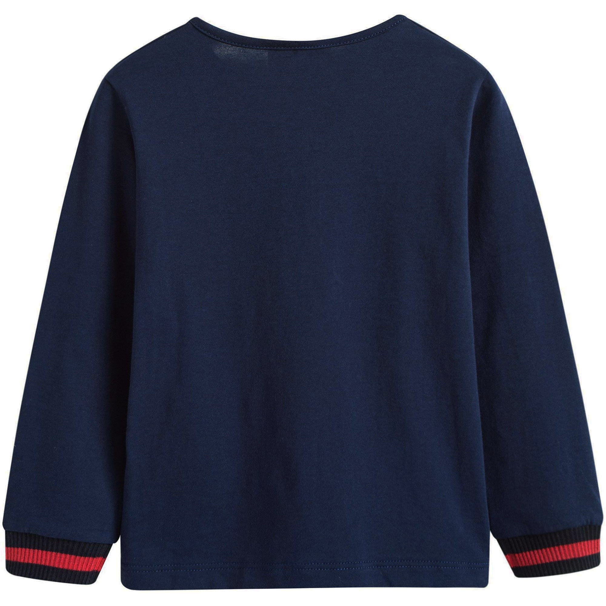 Baby Boys Navy Blue Cotton Ribbed Cuffs T-Shirt