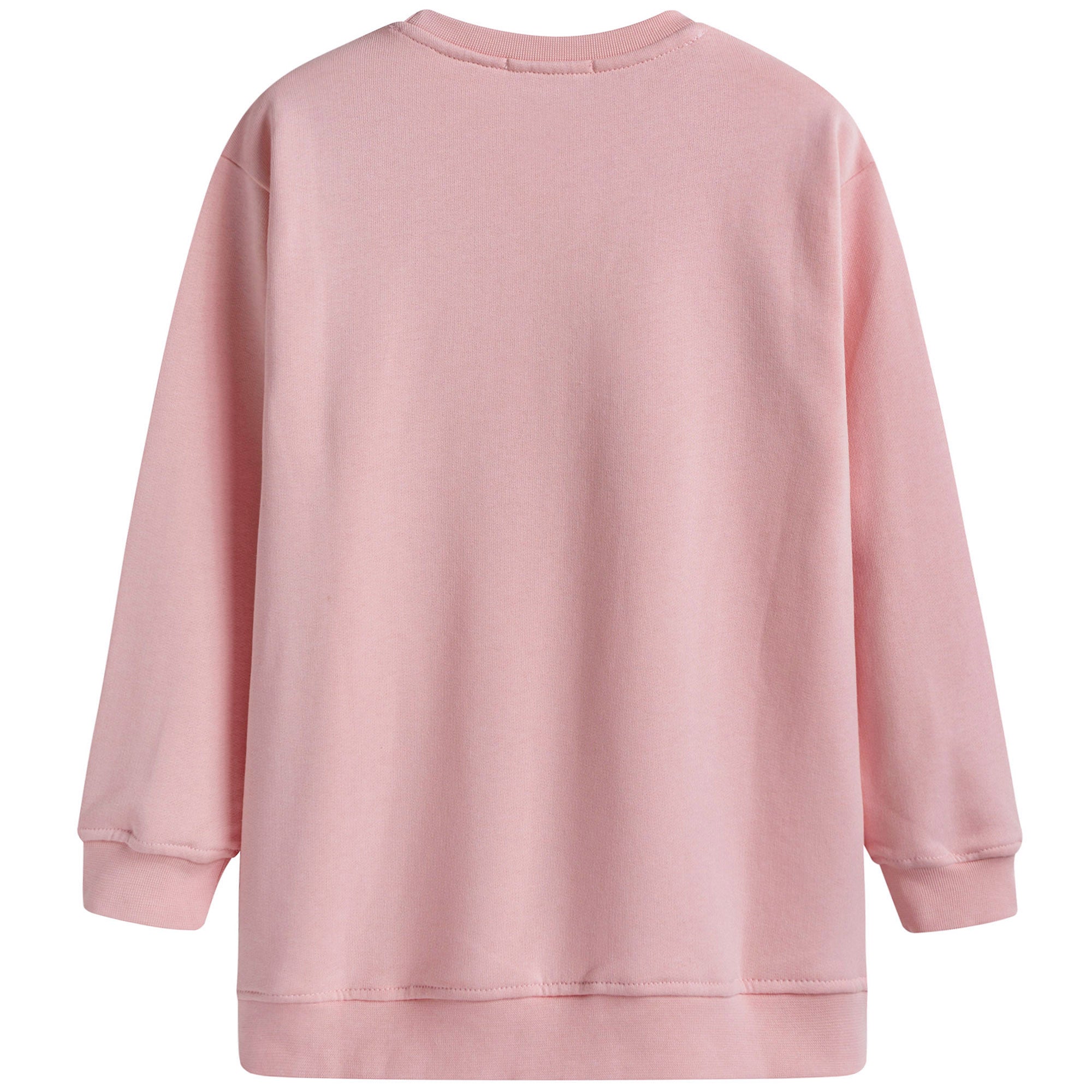Girls Pink Rib Cuffs Cotton Maxi Sweatshirt