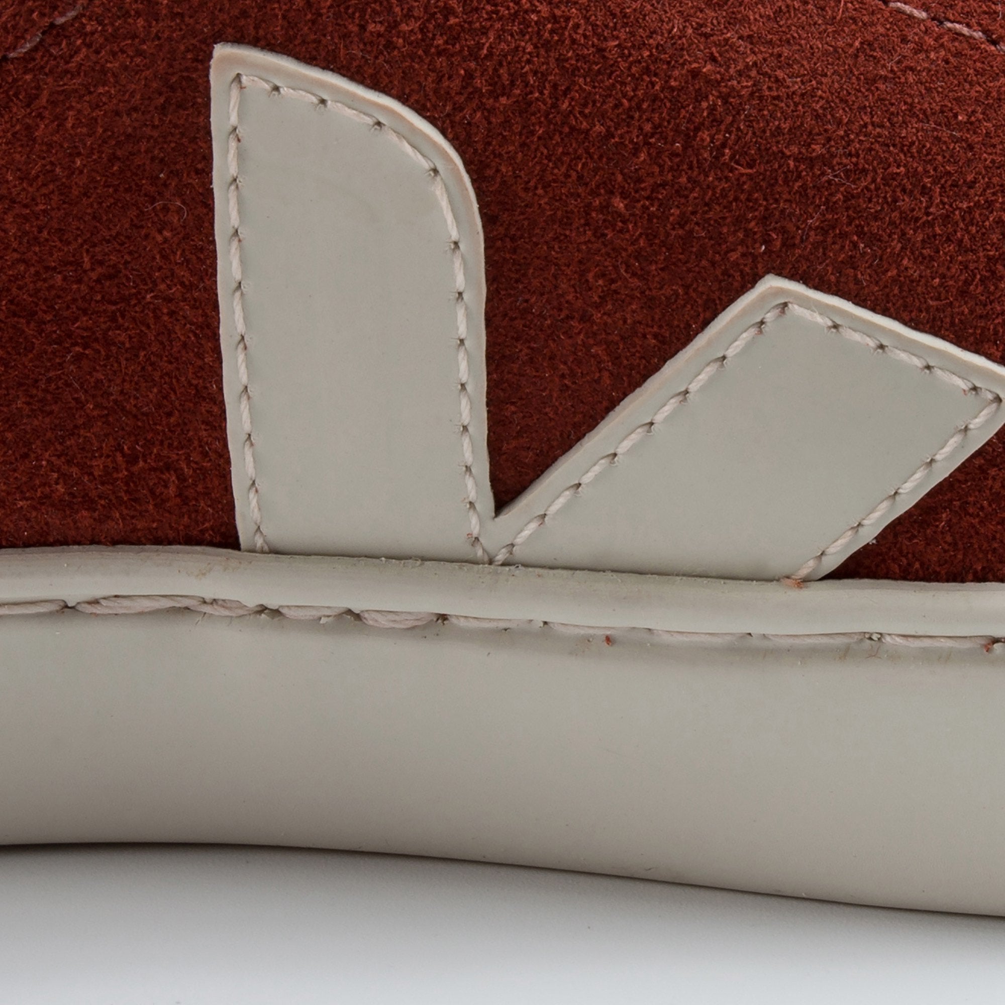 Girls & Boys Red Leather With White "V" Shoes