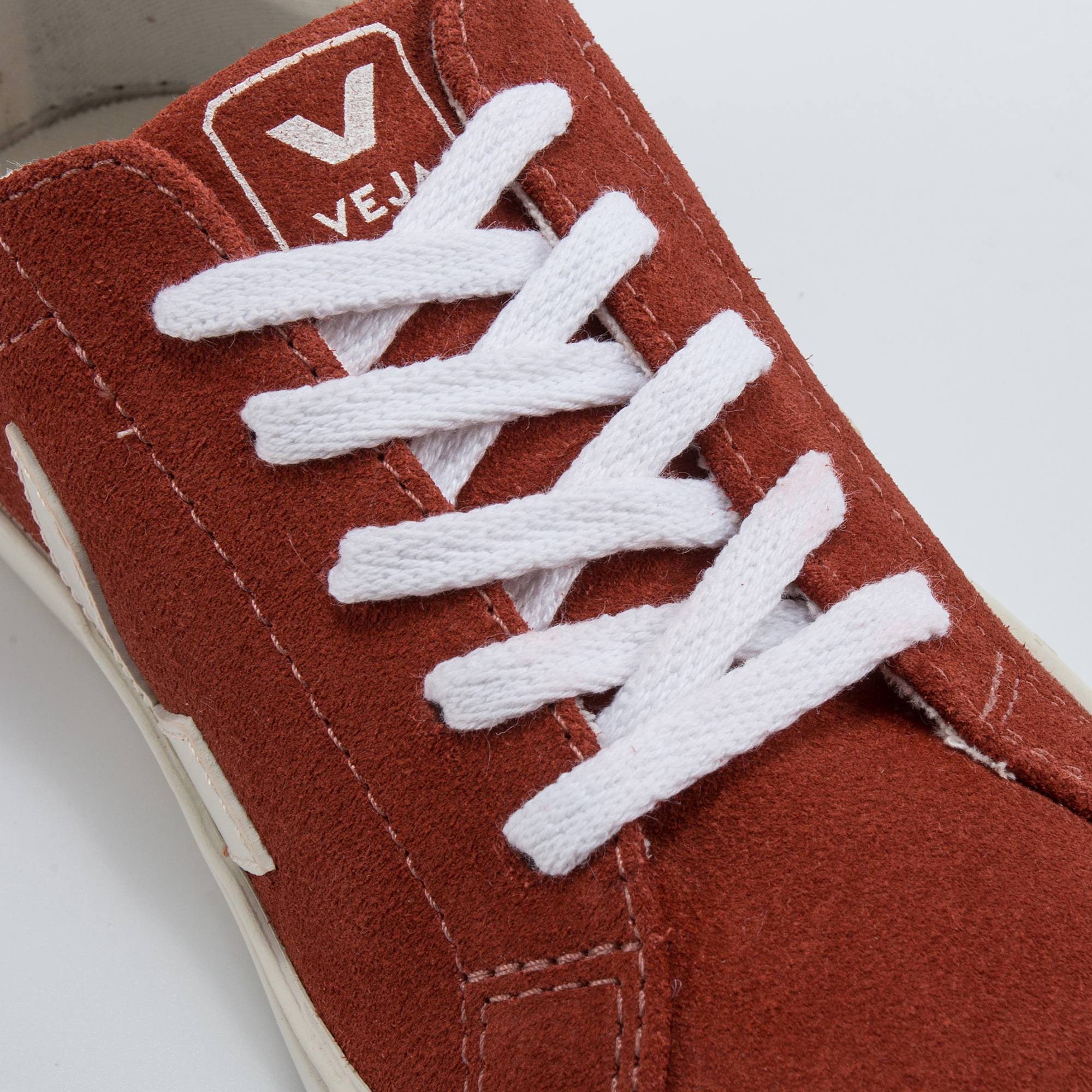 Girls & Boys Red Leather With White "V" Shoes
