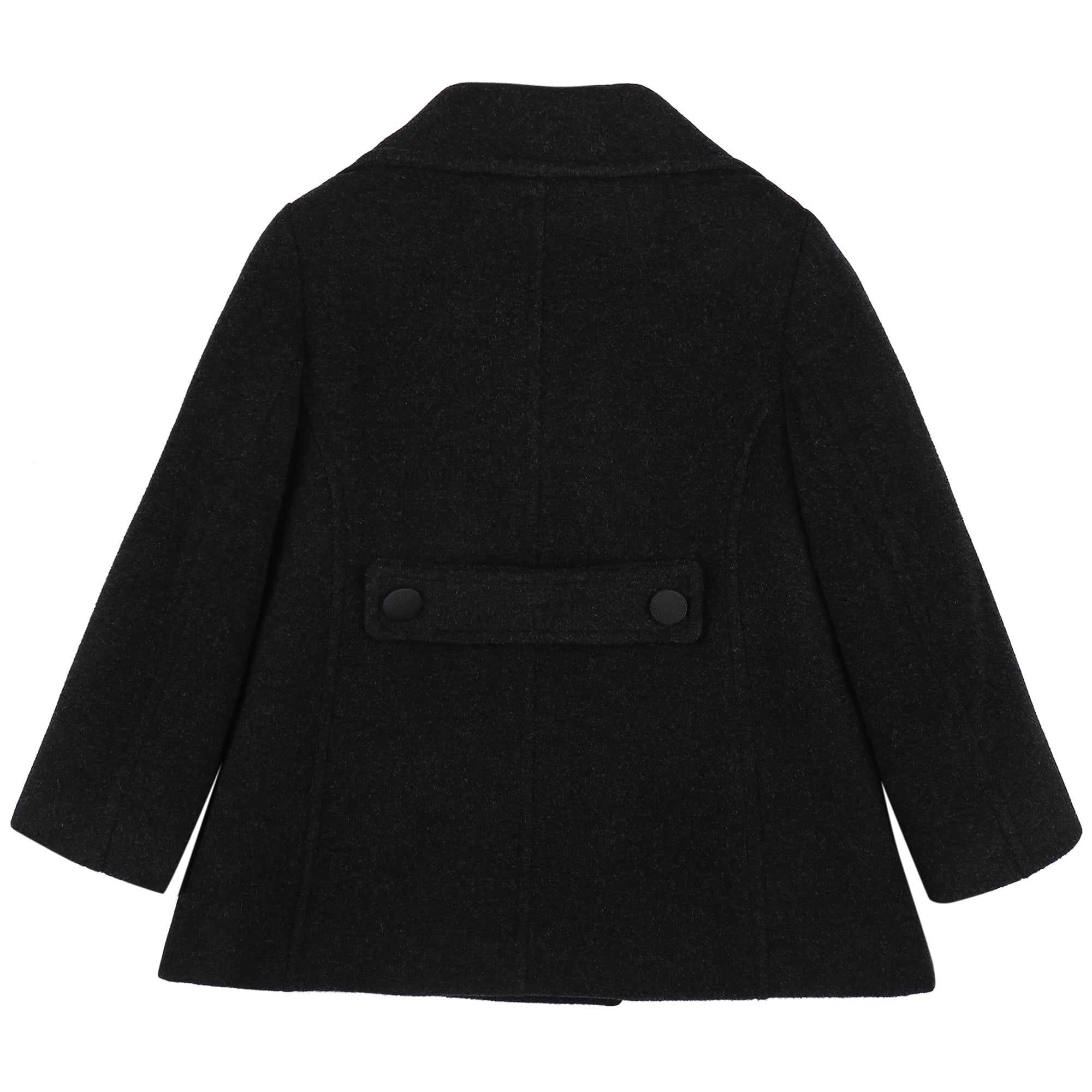Girls Dark Grey Wool Coat With Red Bow