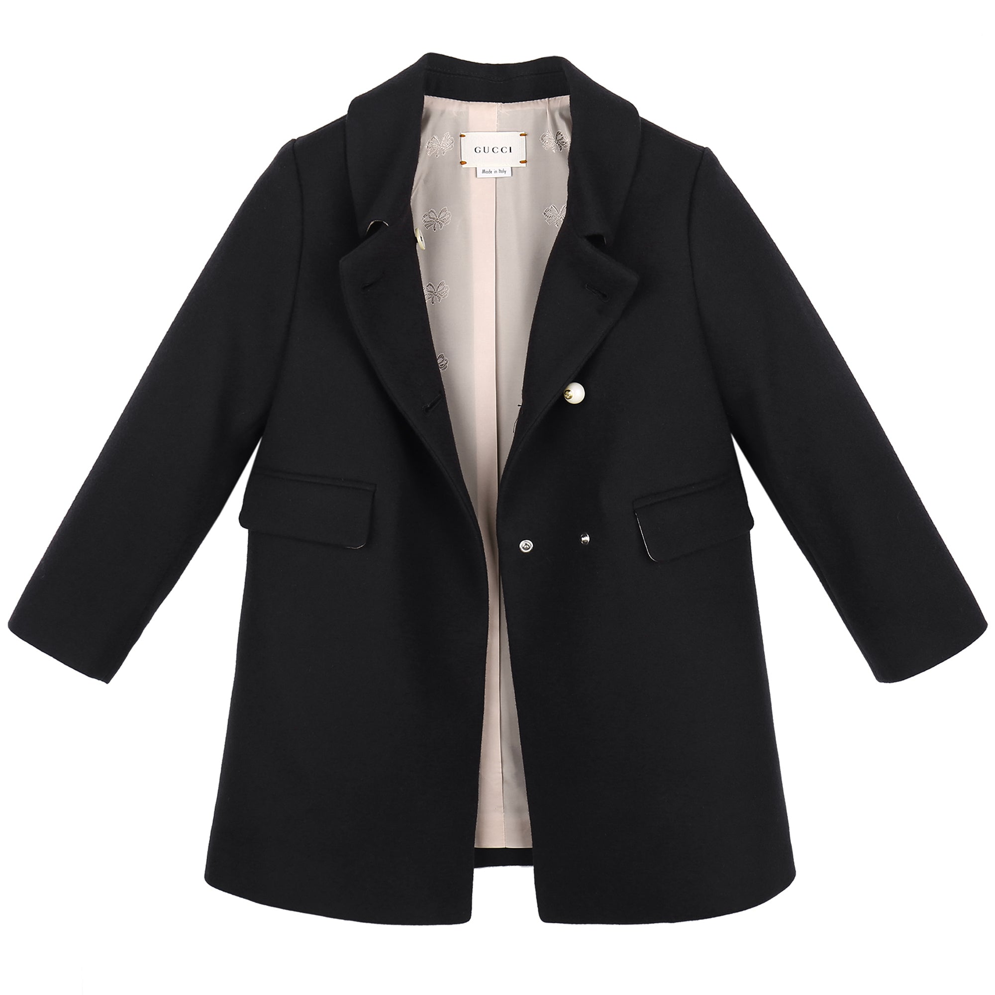 Baby Girls Black Wool Coat