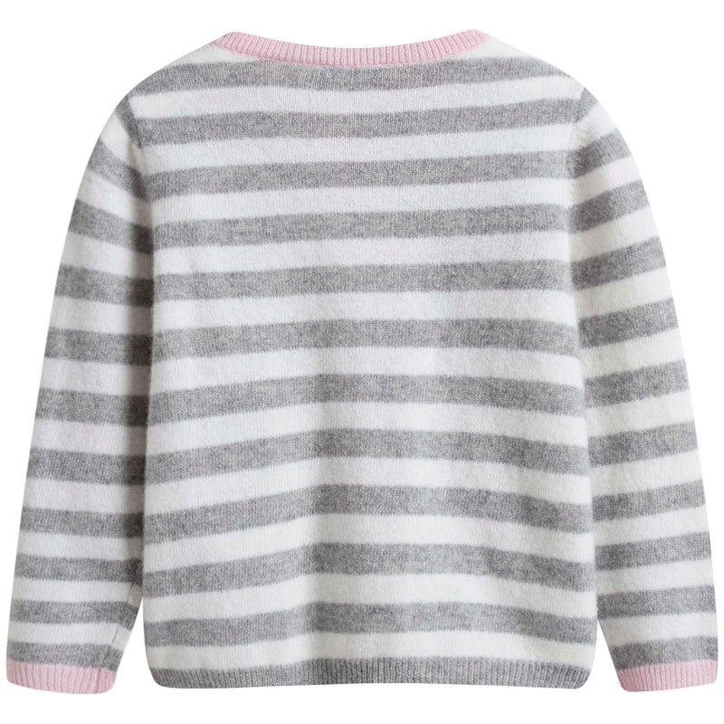 Baby Girls Grey & Milk White Stripe Cardigan