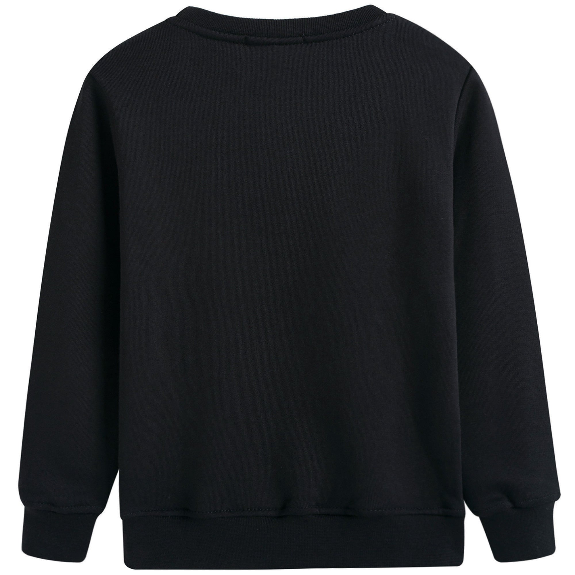 Boys Black Rib Cuffs Cotton Sweatshirt