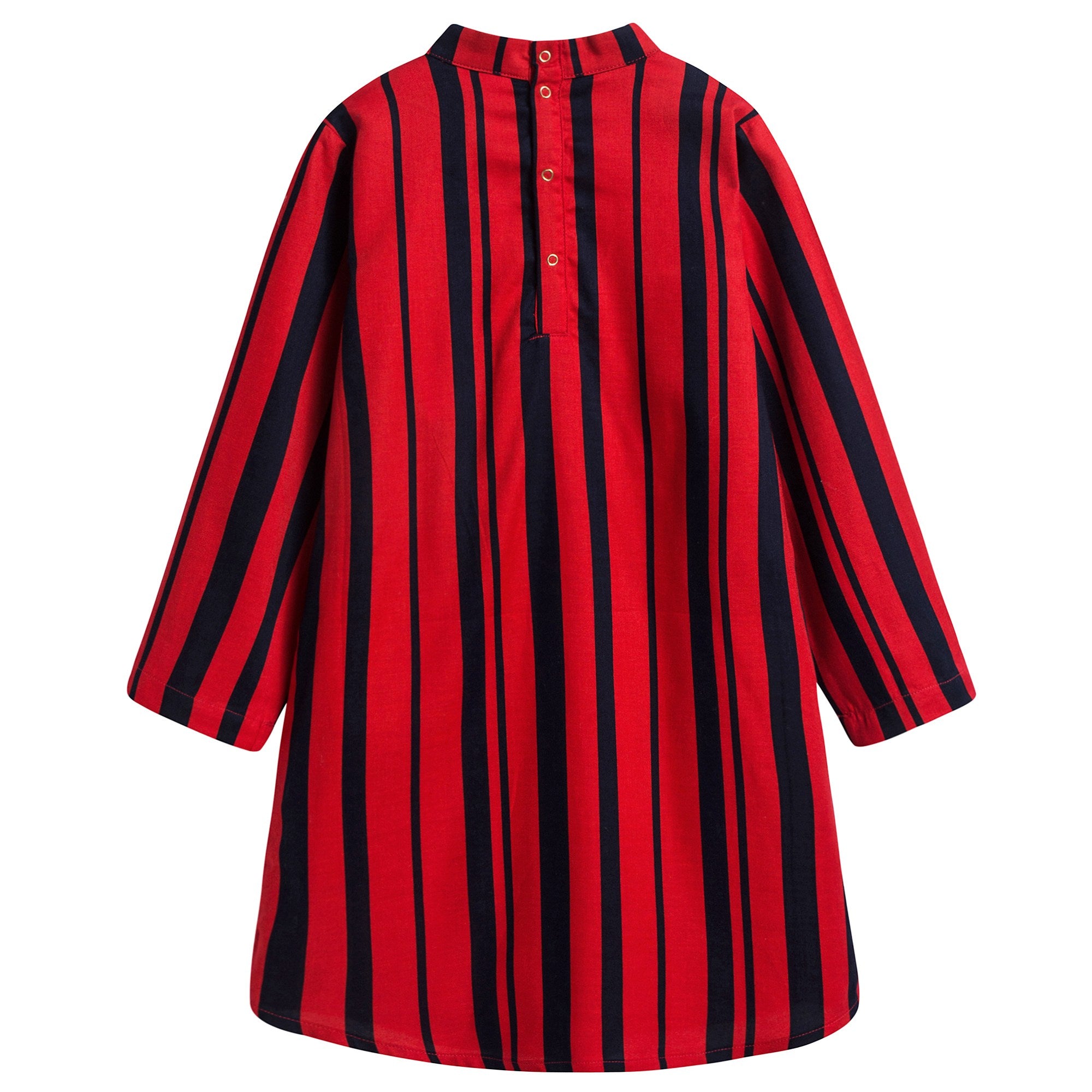Girls Red Odd Stripe  Bow Organic  Cotton Dress