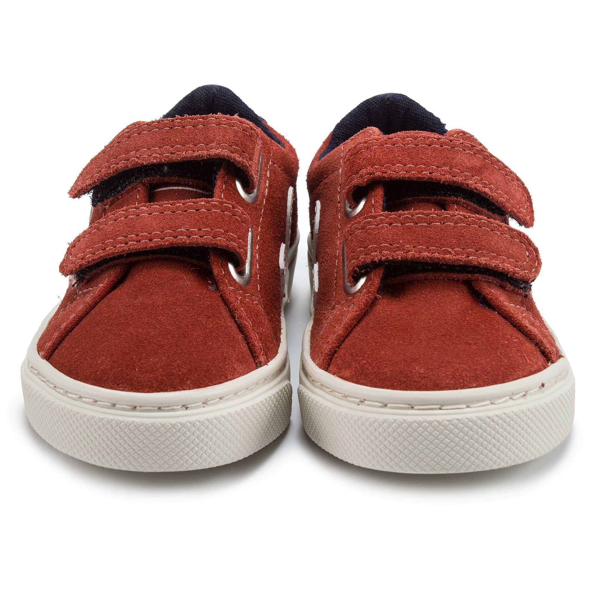 Baby Red Leather Velcro With White "V" Shoes