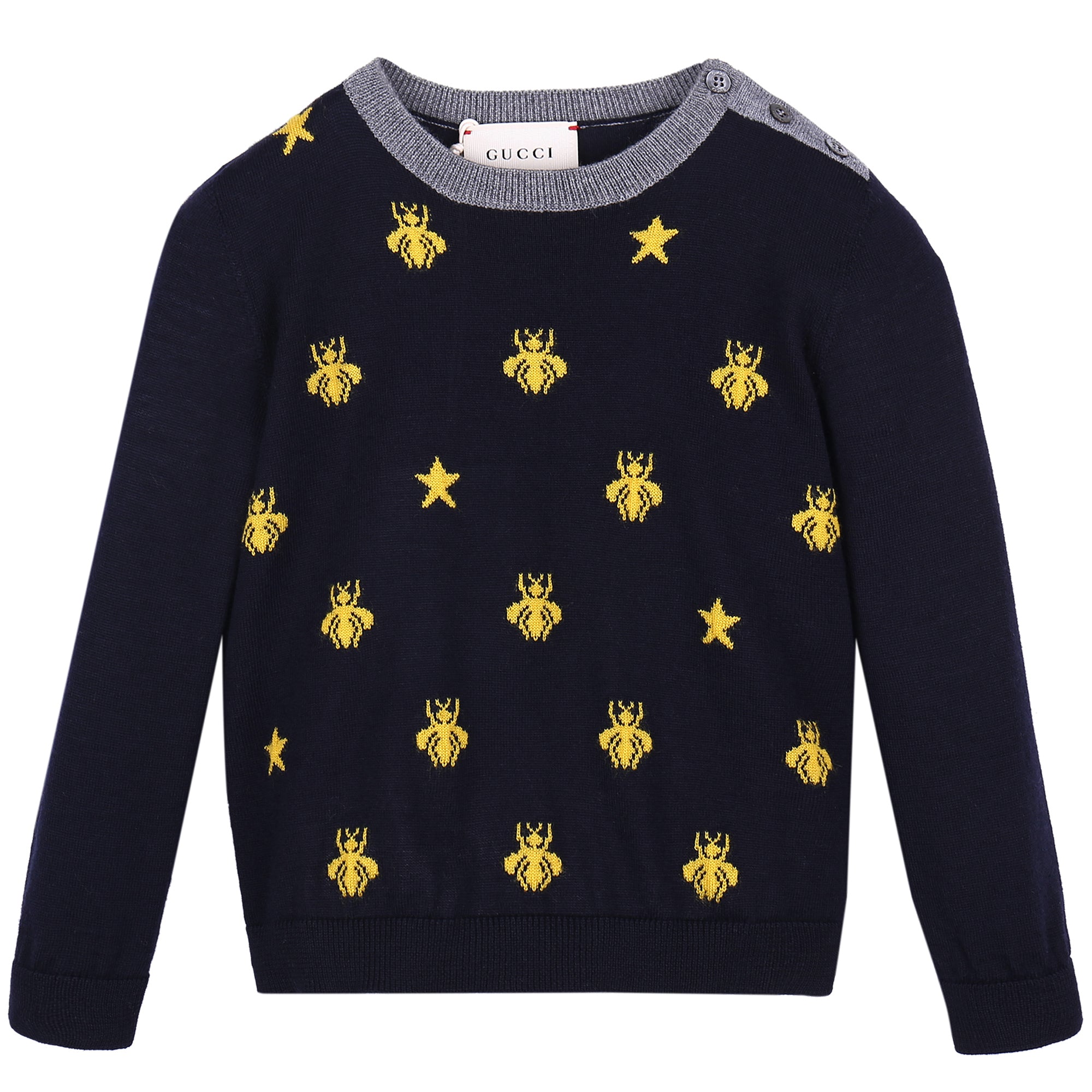 Baby Boys Navy Blue Wool Bees Sweater