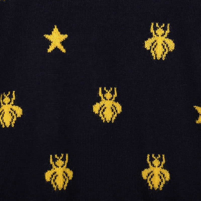 Baby Boys Navy Blue Wool Bees Sweater