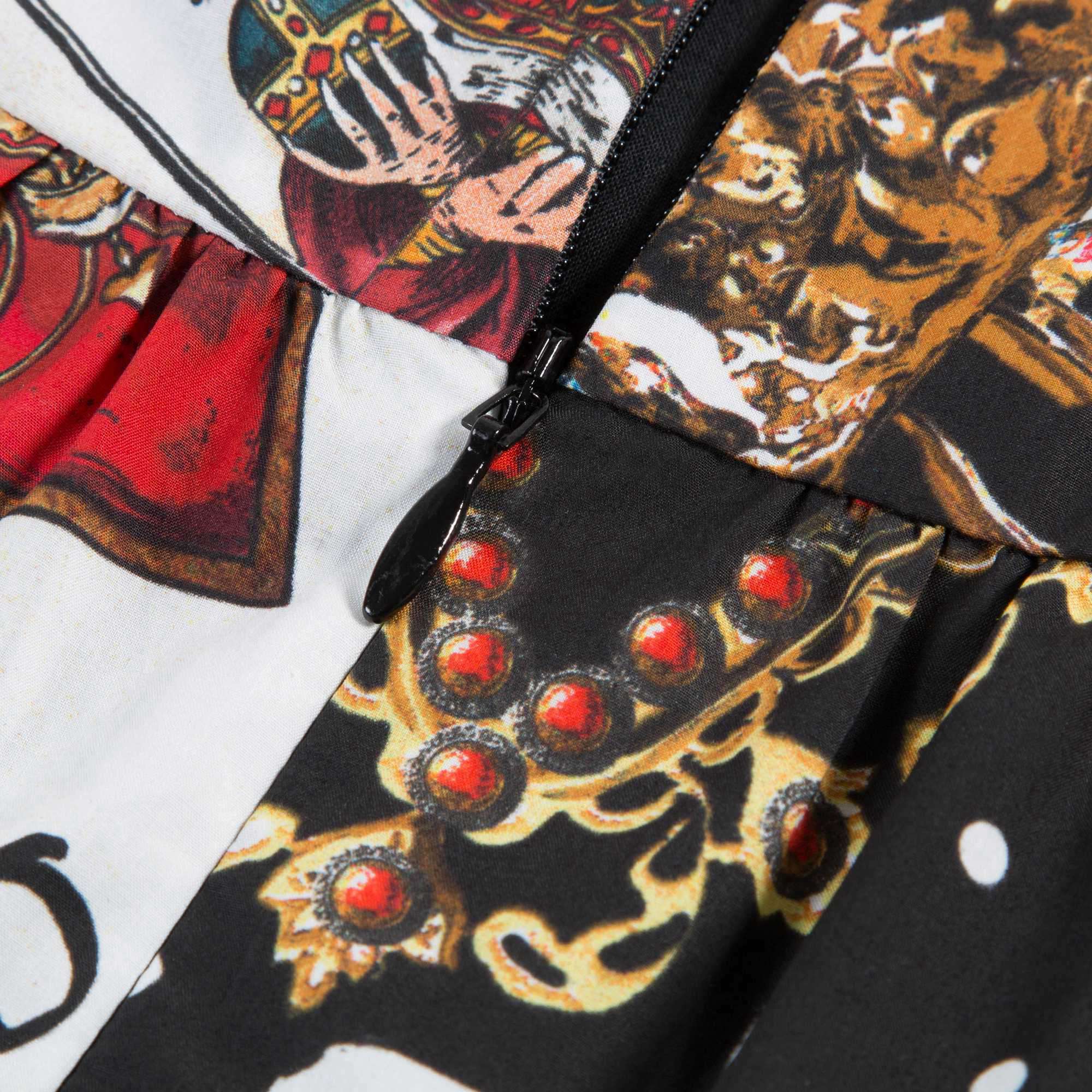Girls   Black   “Poker  Printed”   Cotton   Dress