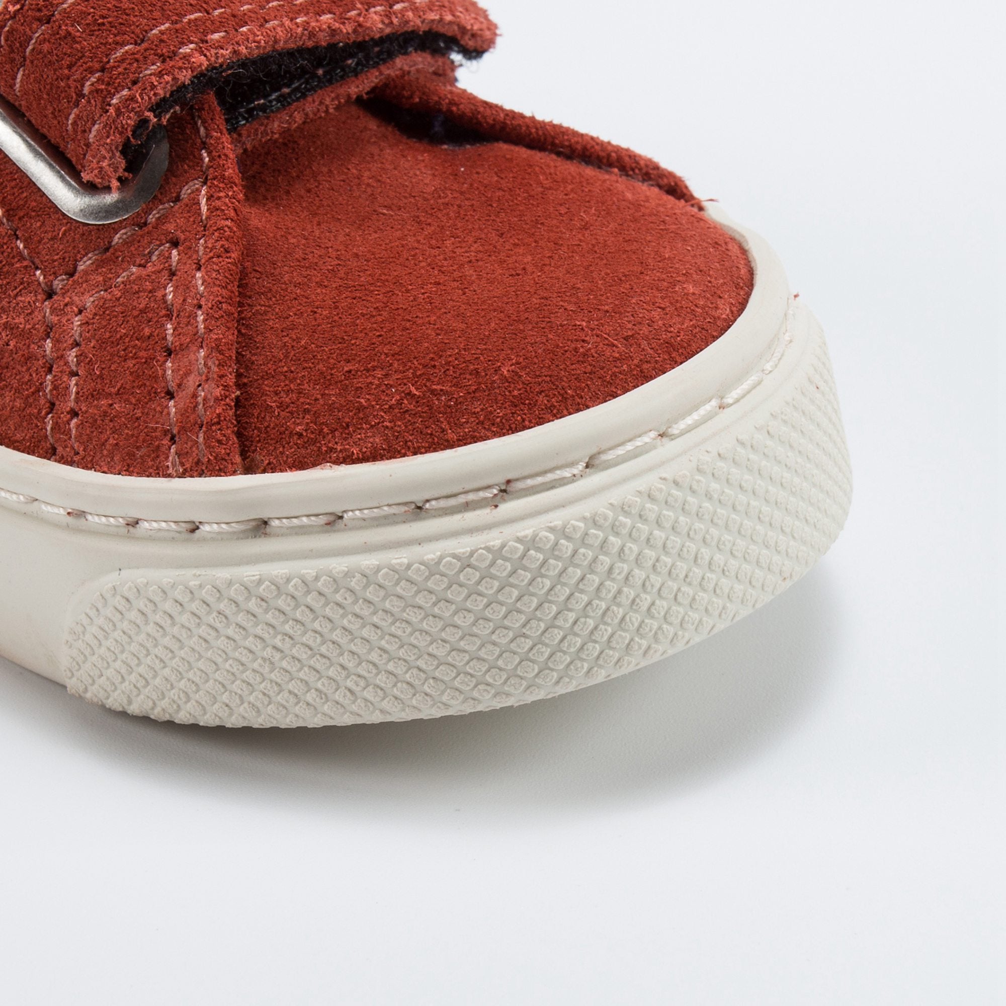 Baby Red Leather Velcro With White "V" Shoes