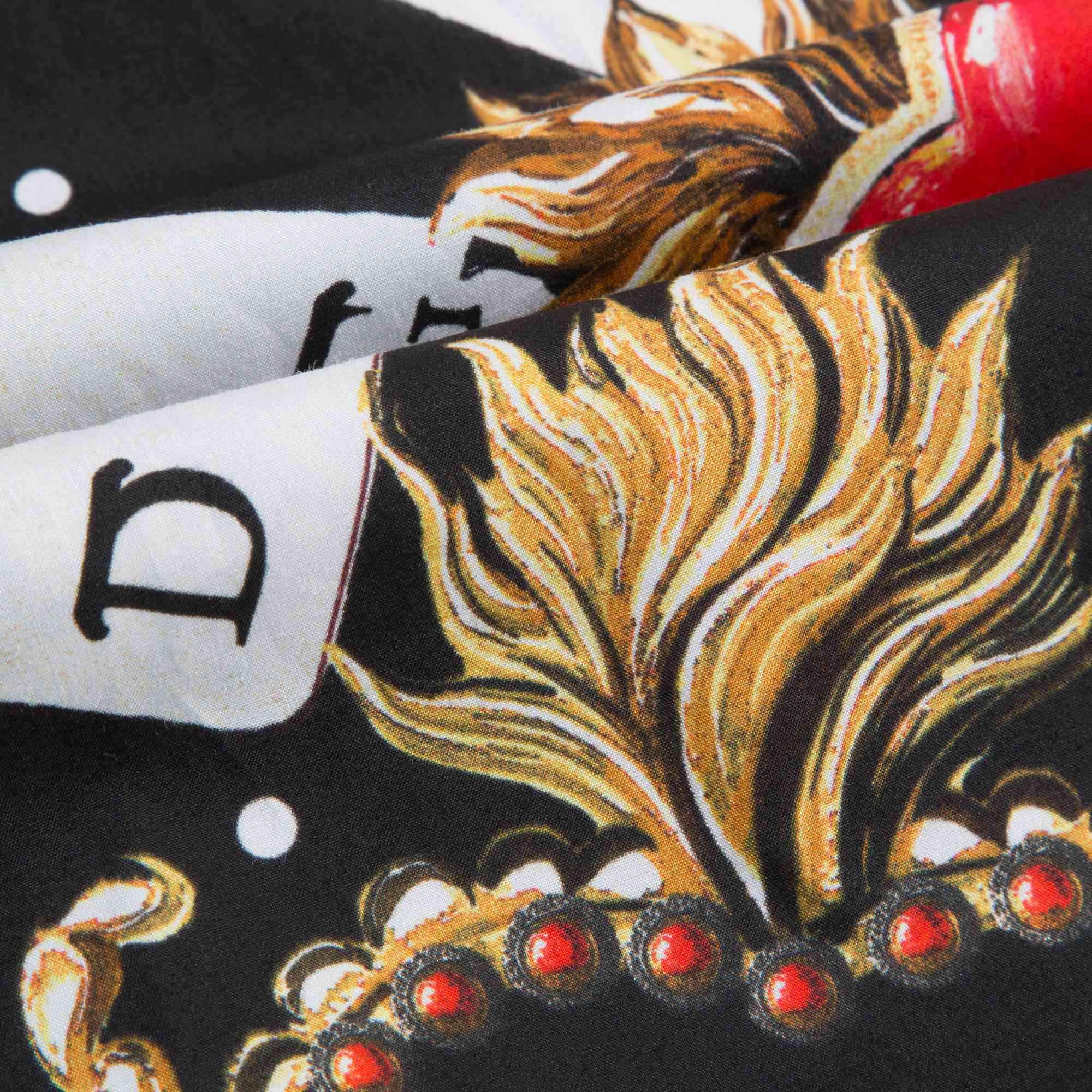 Girls   Black   “Poker  Printed”   Cotton   Dress
