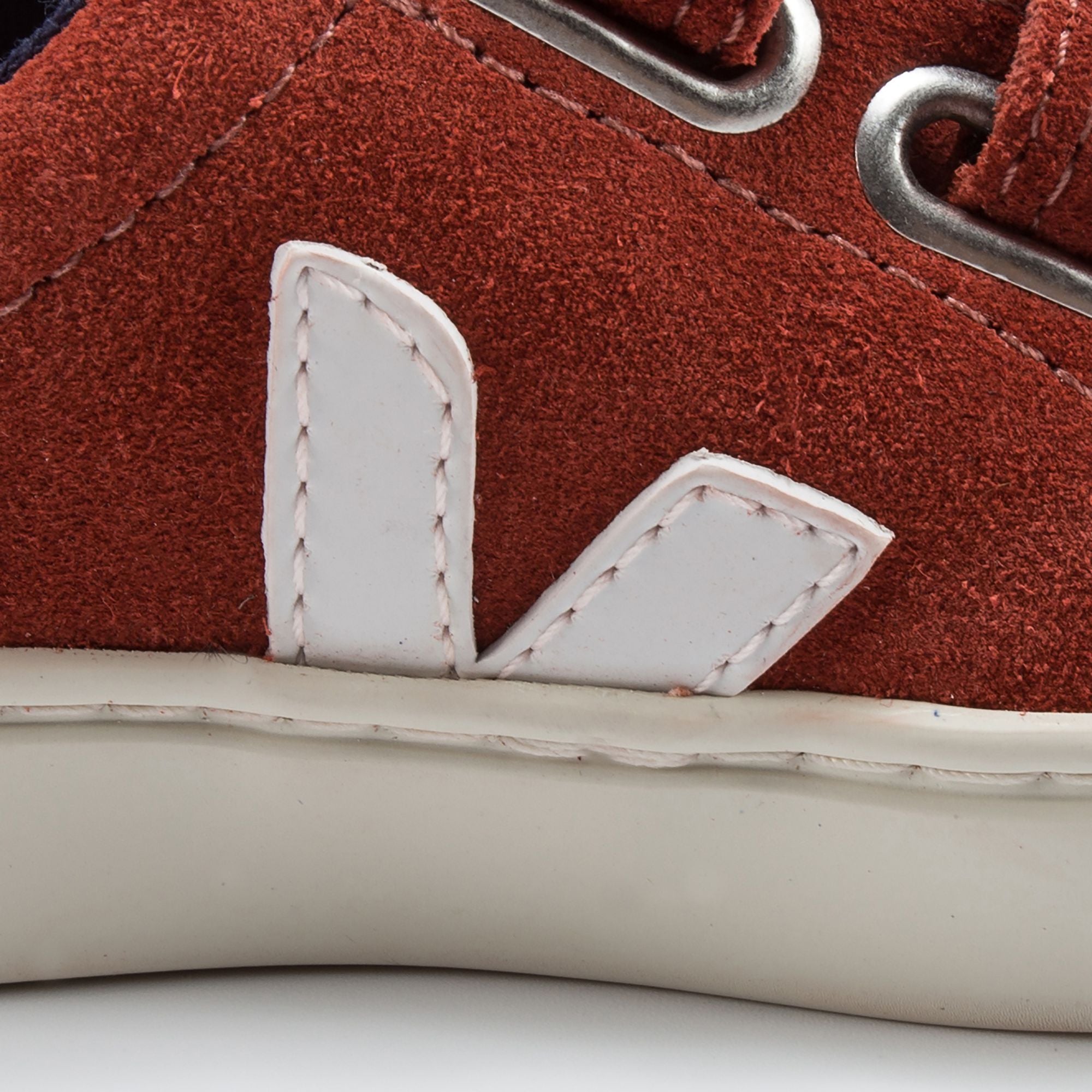 Baby Red Leather Velcro With White "V" Shoes