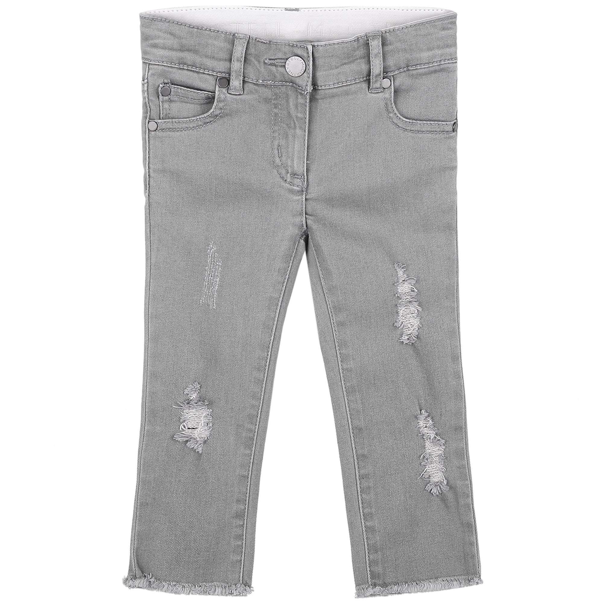 Girls Grey Cotton Jeans