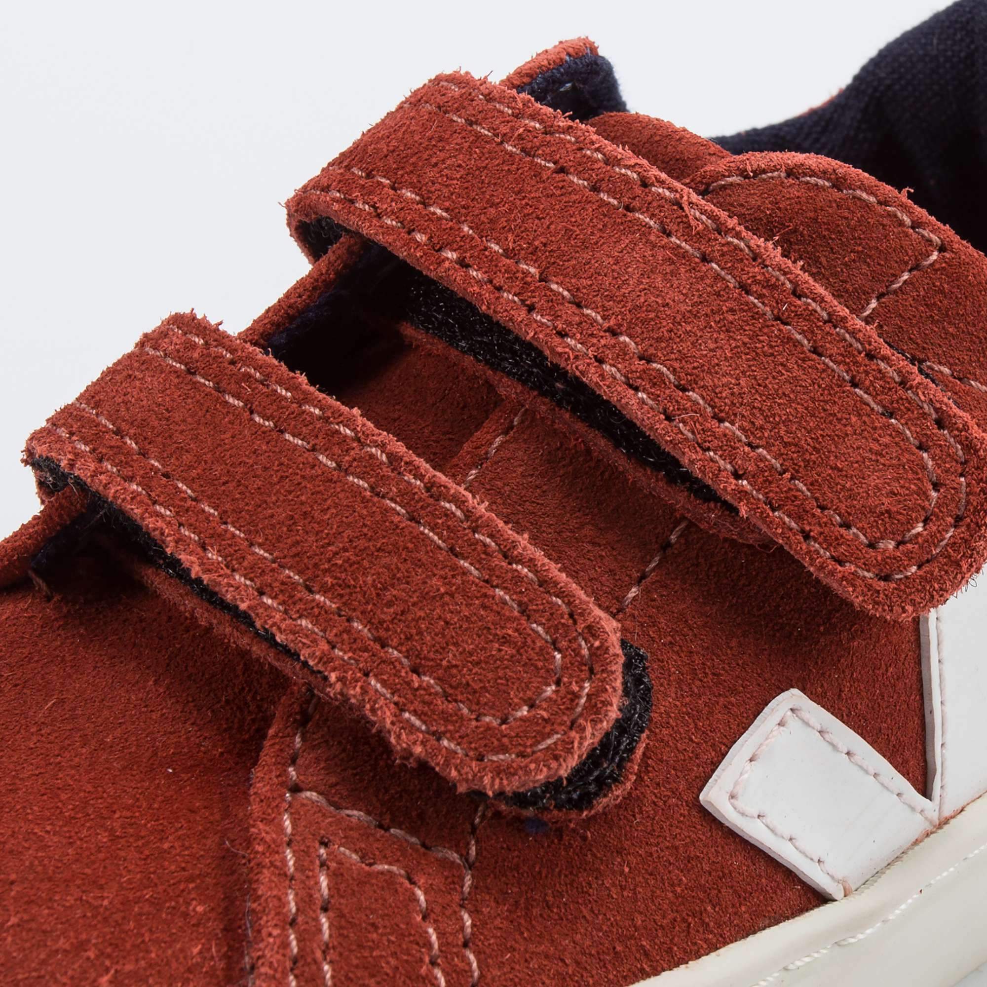 Baby Red Leather Velcro With White "V" Shoes