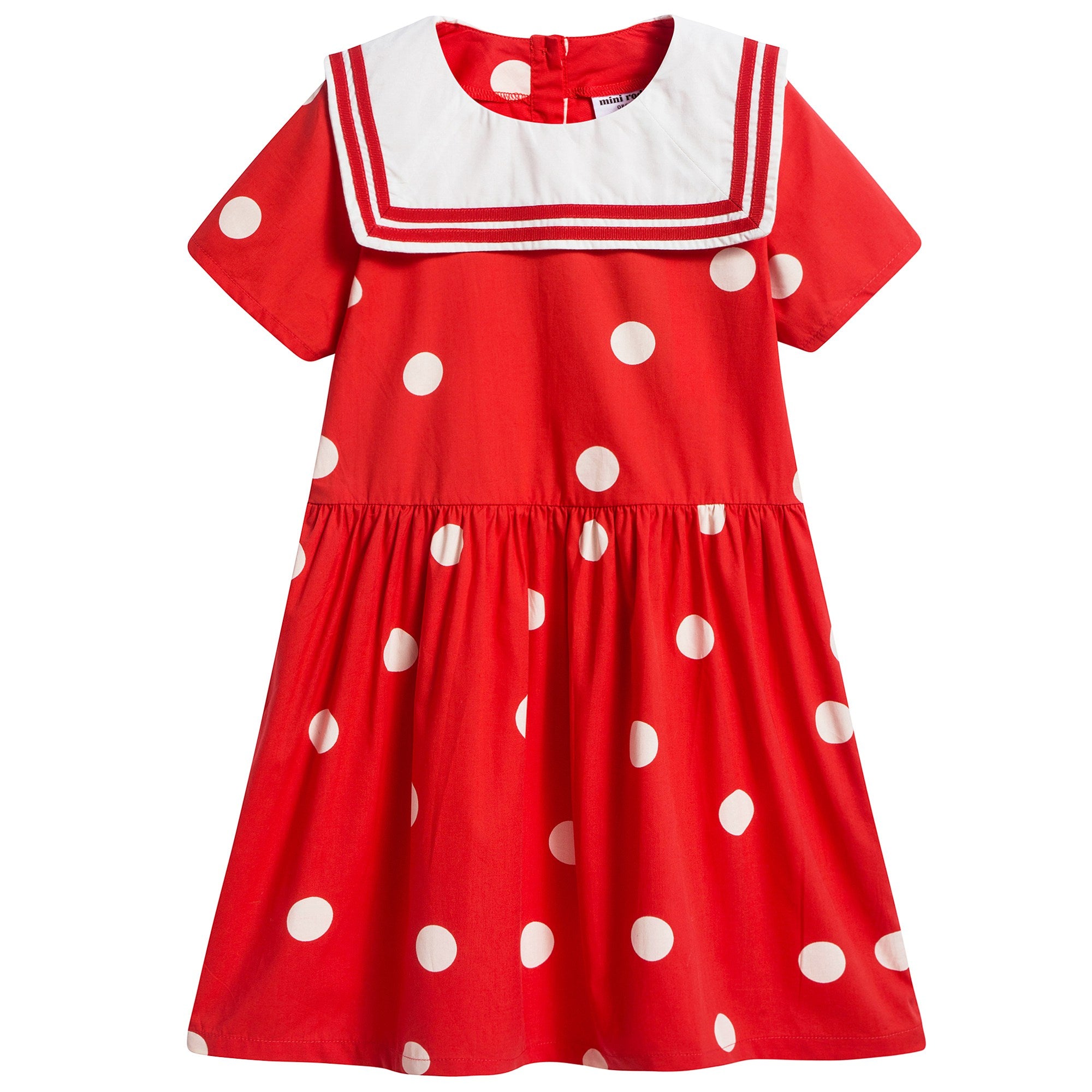 Girls Red Dot Woven Sailor Organic Cotton Dress