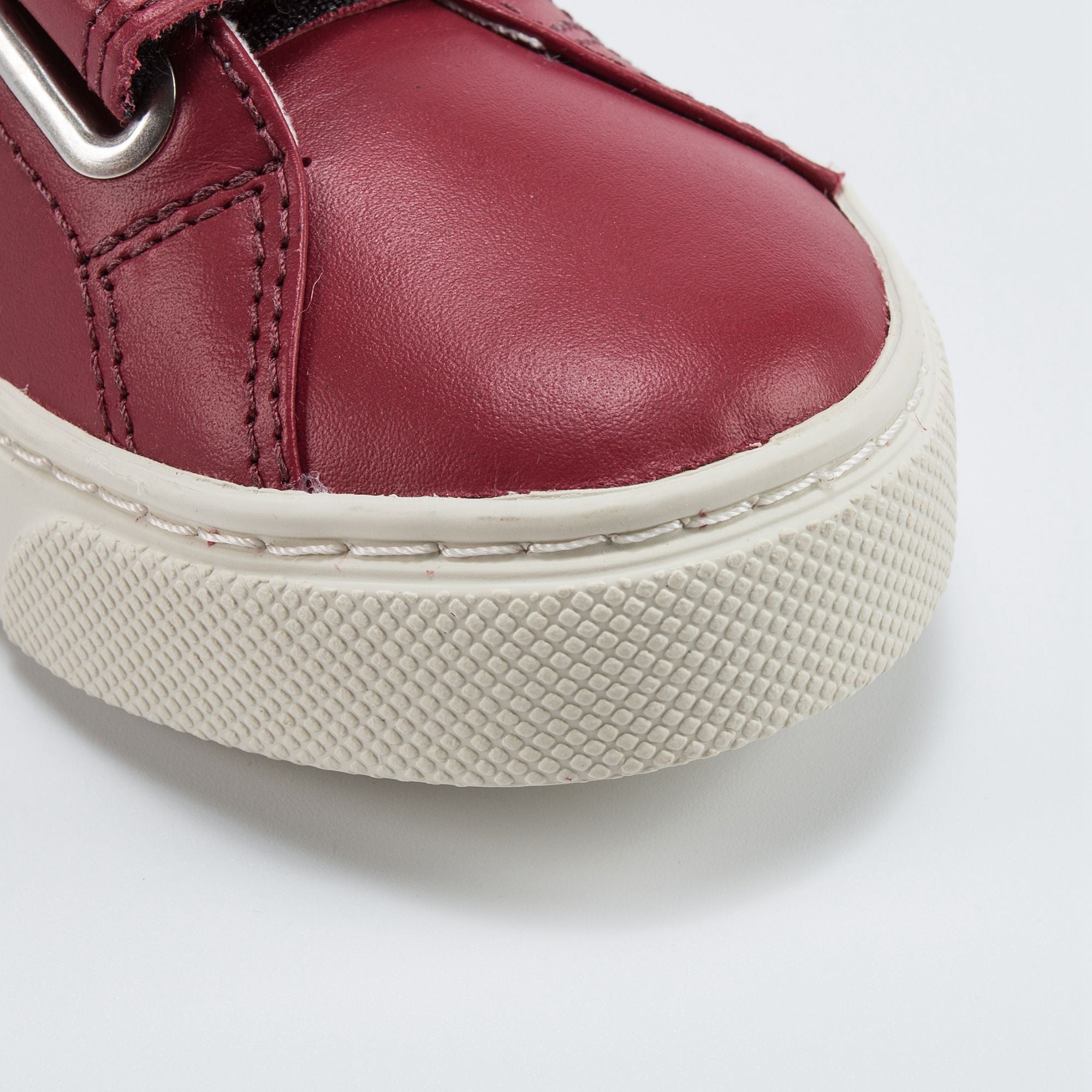 Girls & Boys Red Leather Velcro High Top Shoes