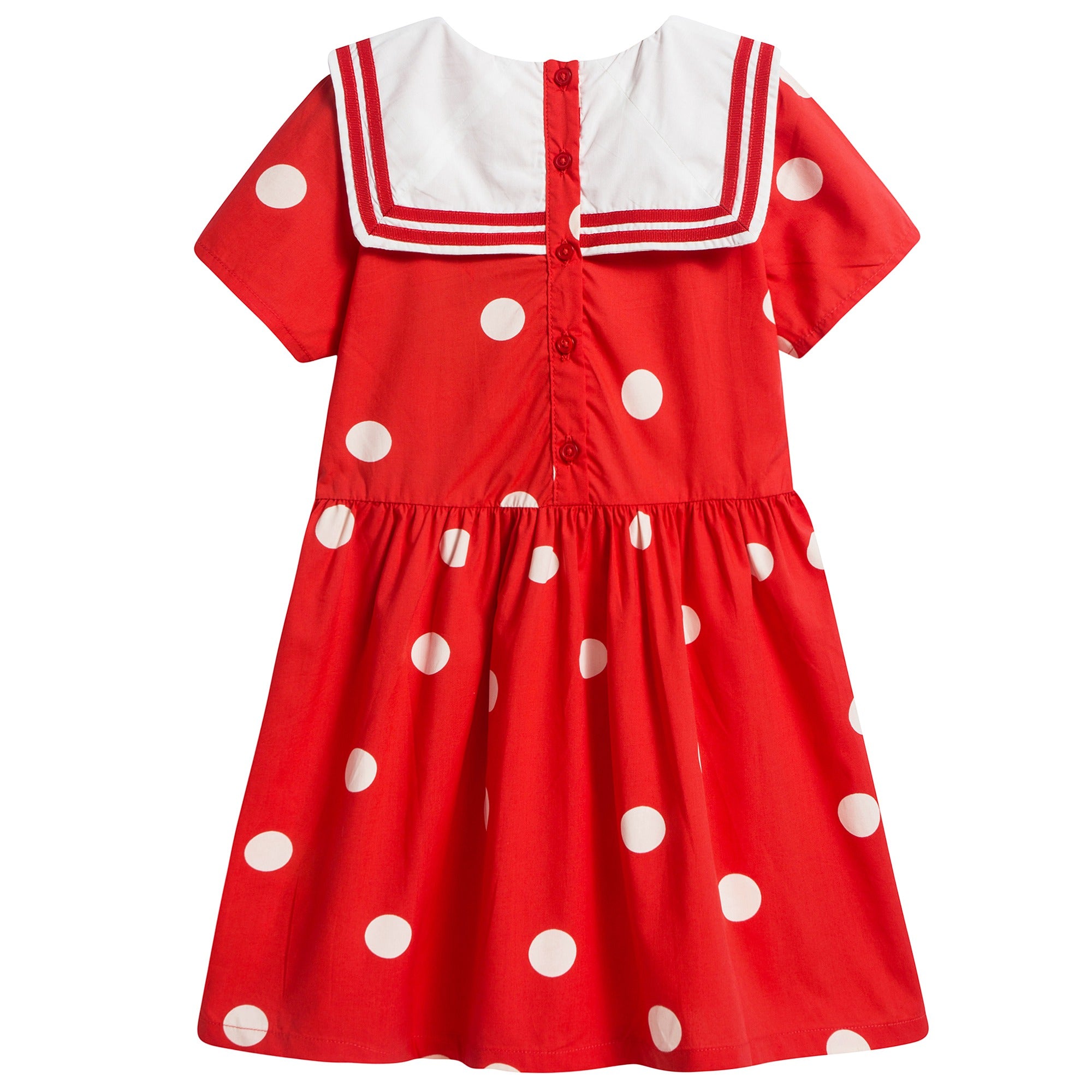 Girls Red Dot Woven Sailor Organic Cotton Dress