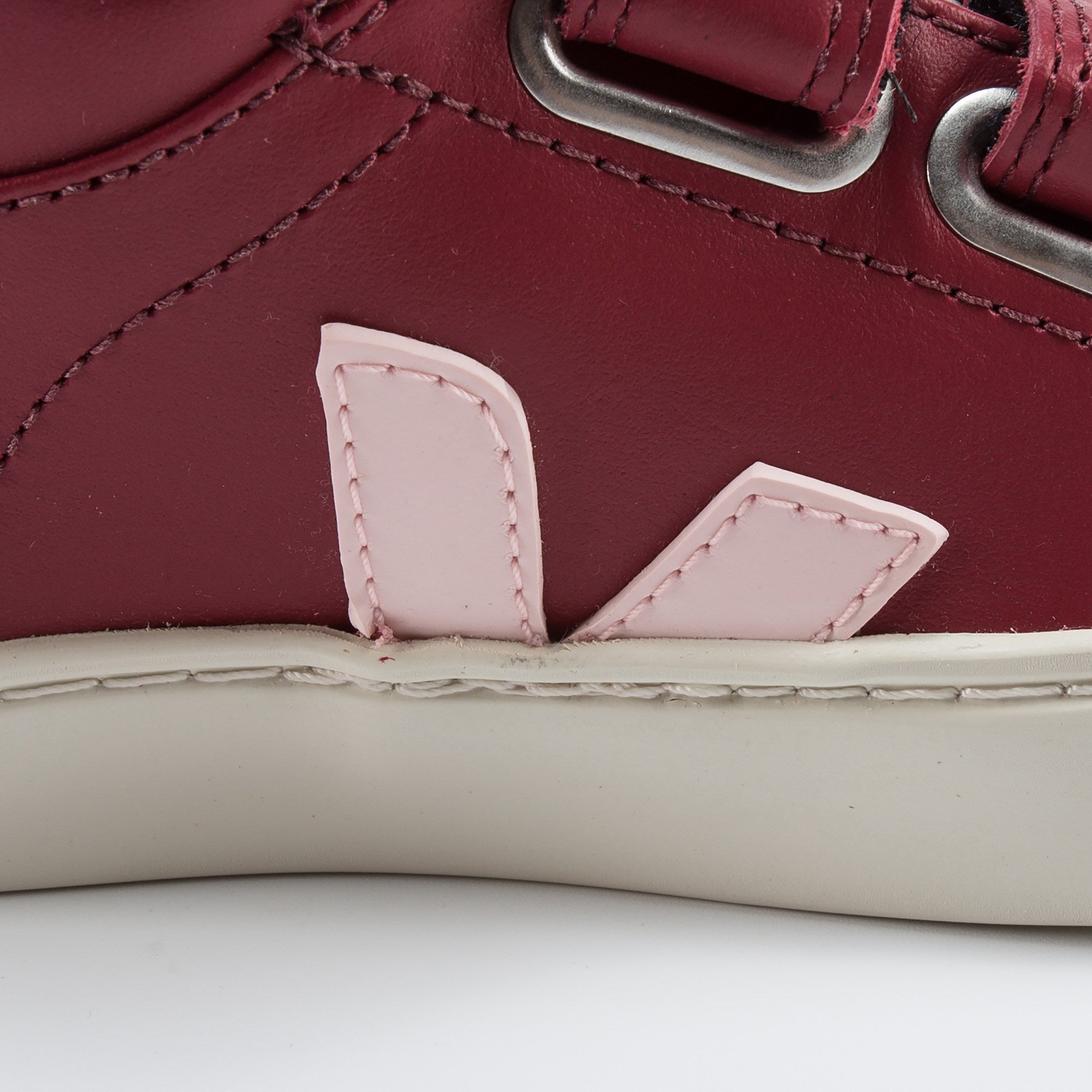 Girls & Boys Red Leather Velcro High Top Shoes
