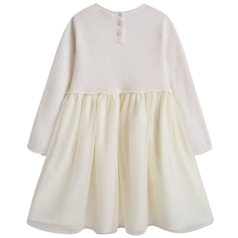 Baby Girls Milk White & Gold Tulle Dress