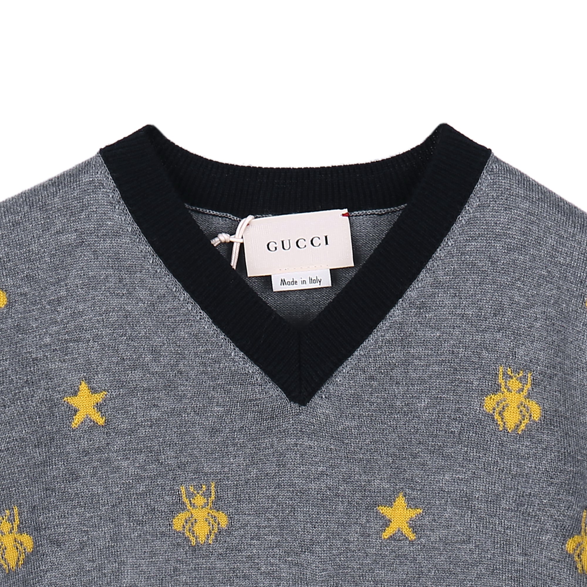 Boys Grey Wool Bees Sweater