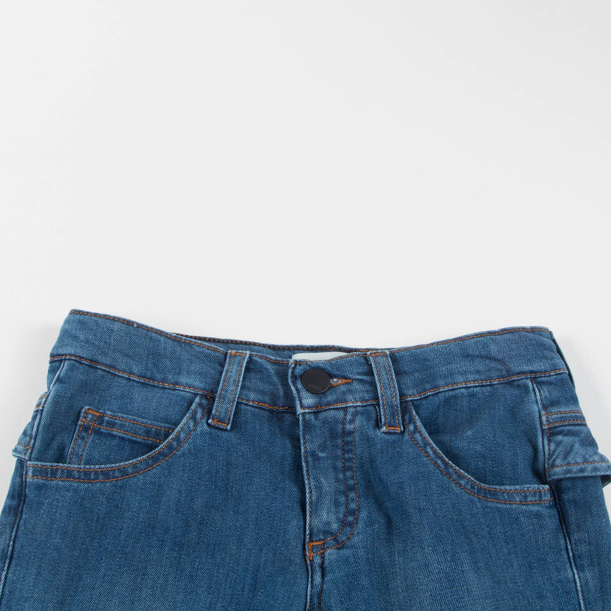 Girls Blue Stretch Denim Cotton Trousers