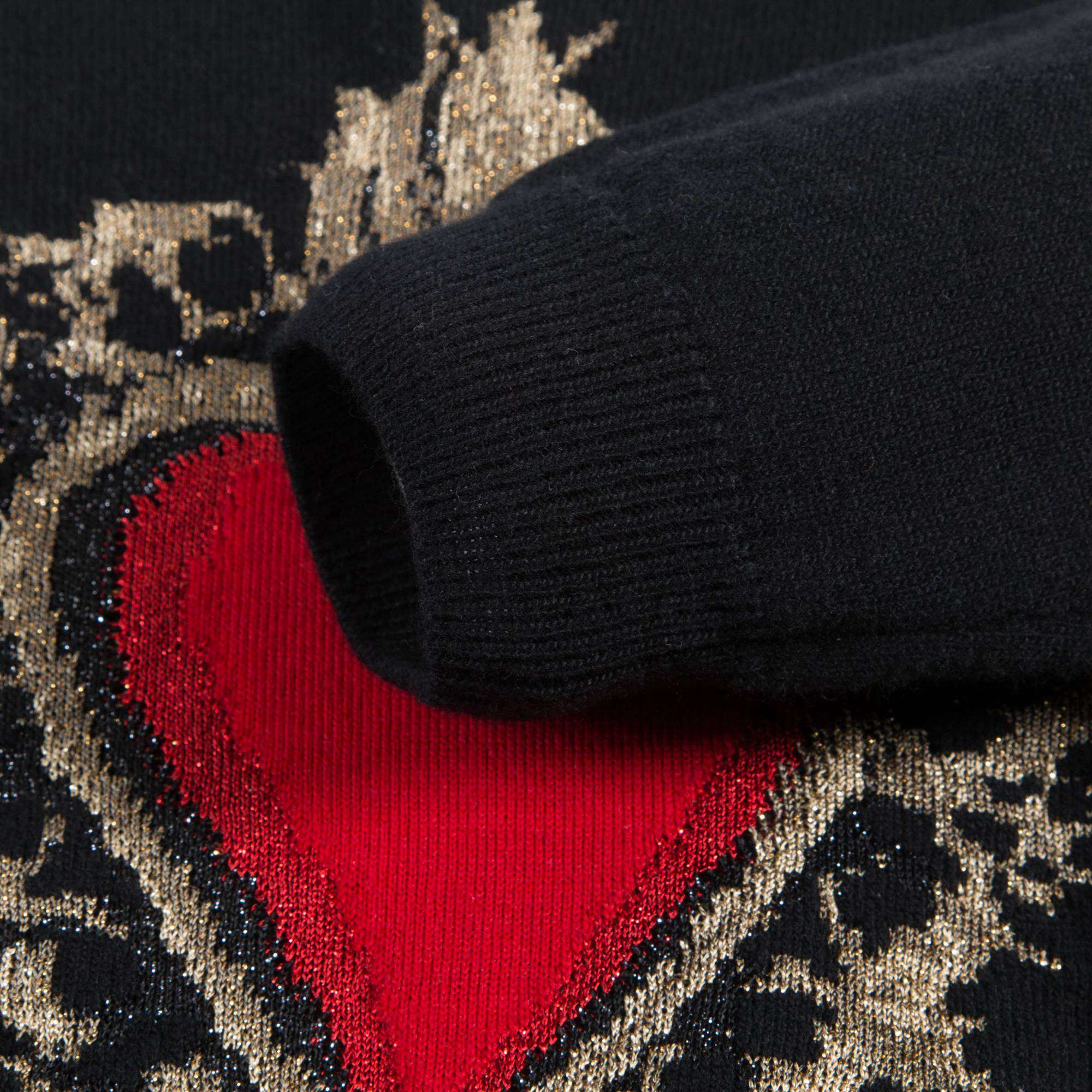 Girls Black  "Love"  Printed  Wool  Sweater