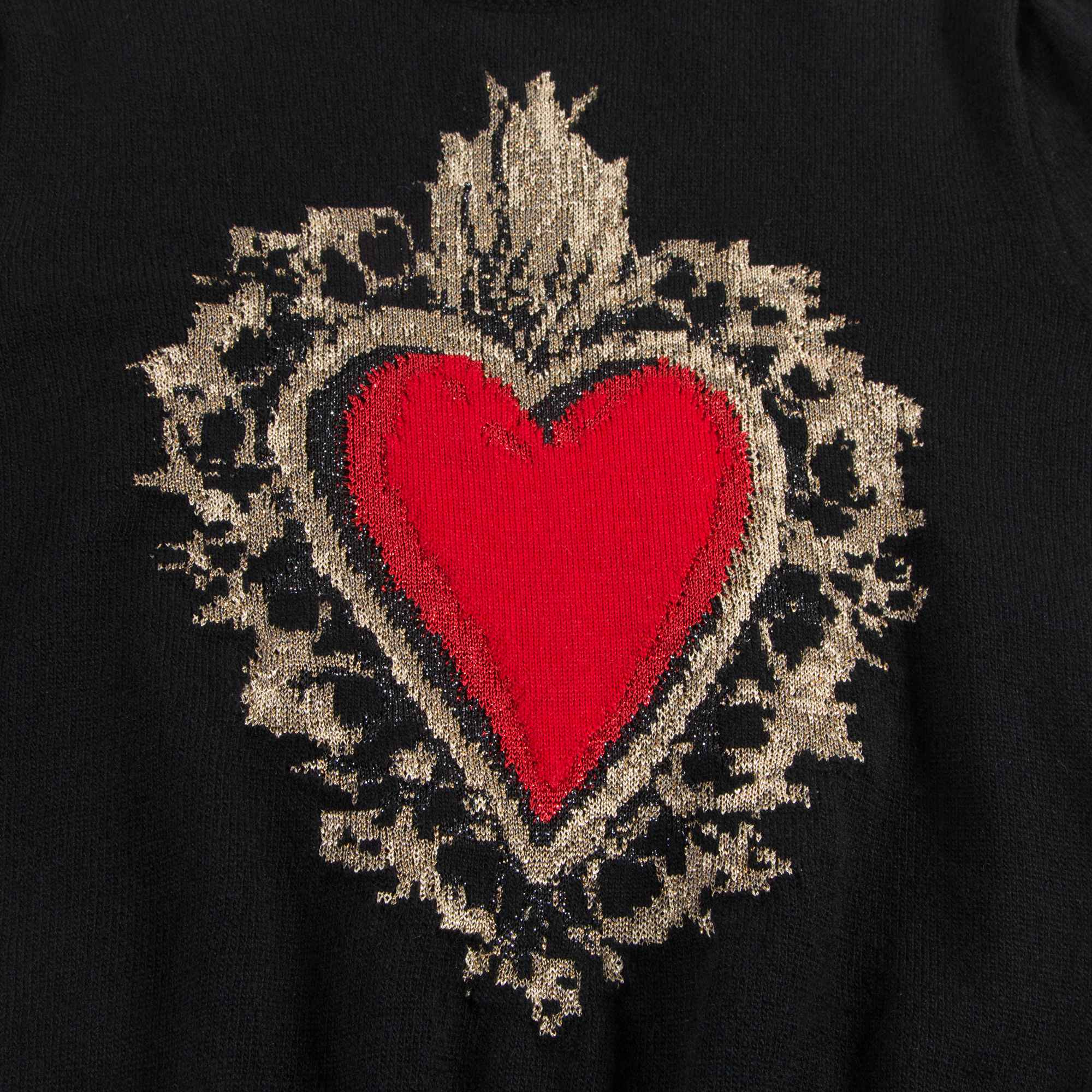 Girls Black  "Love"  Printed  Wool  Sweater