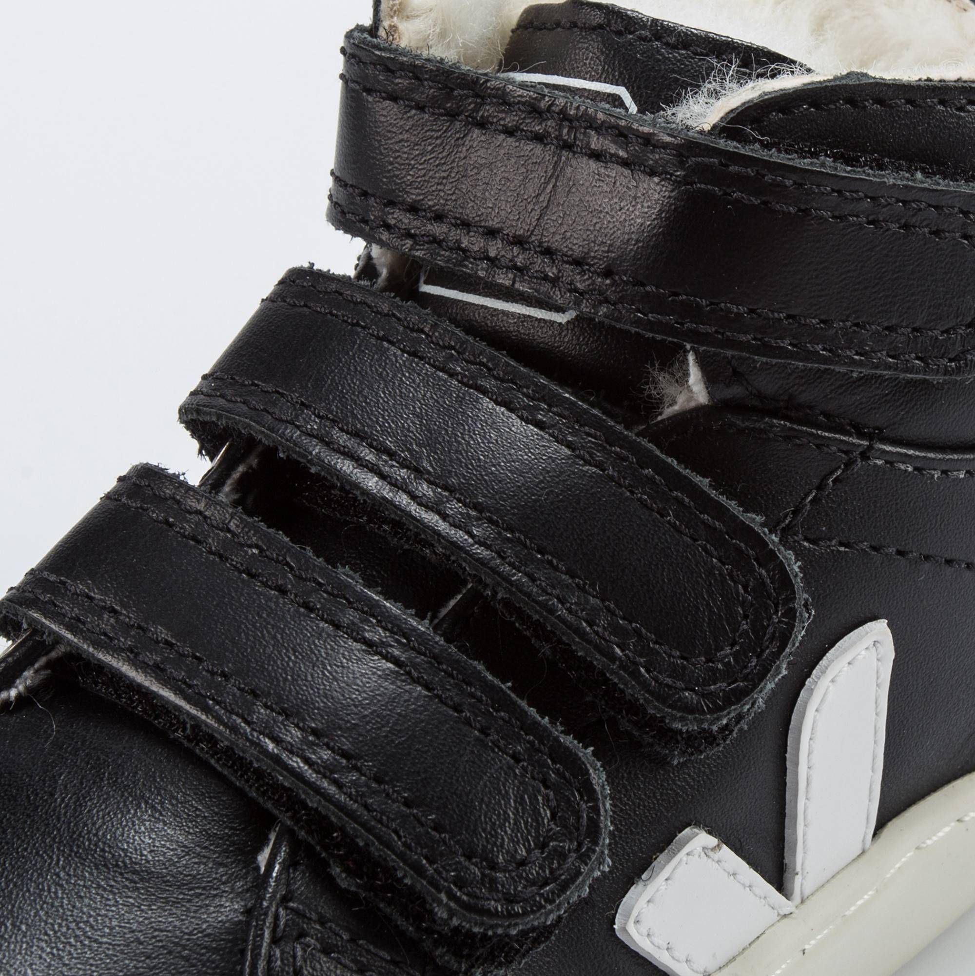 Baby Black Leather Velcro High Top Shoes