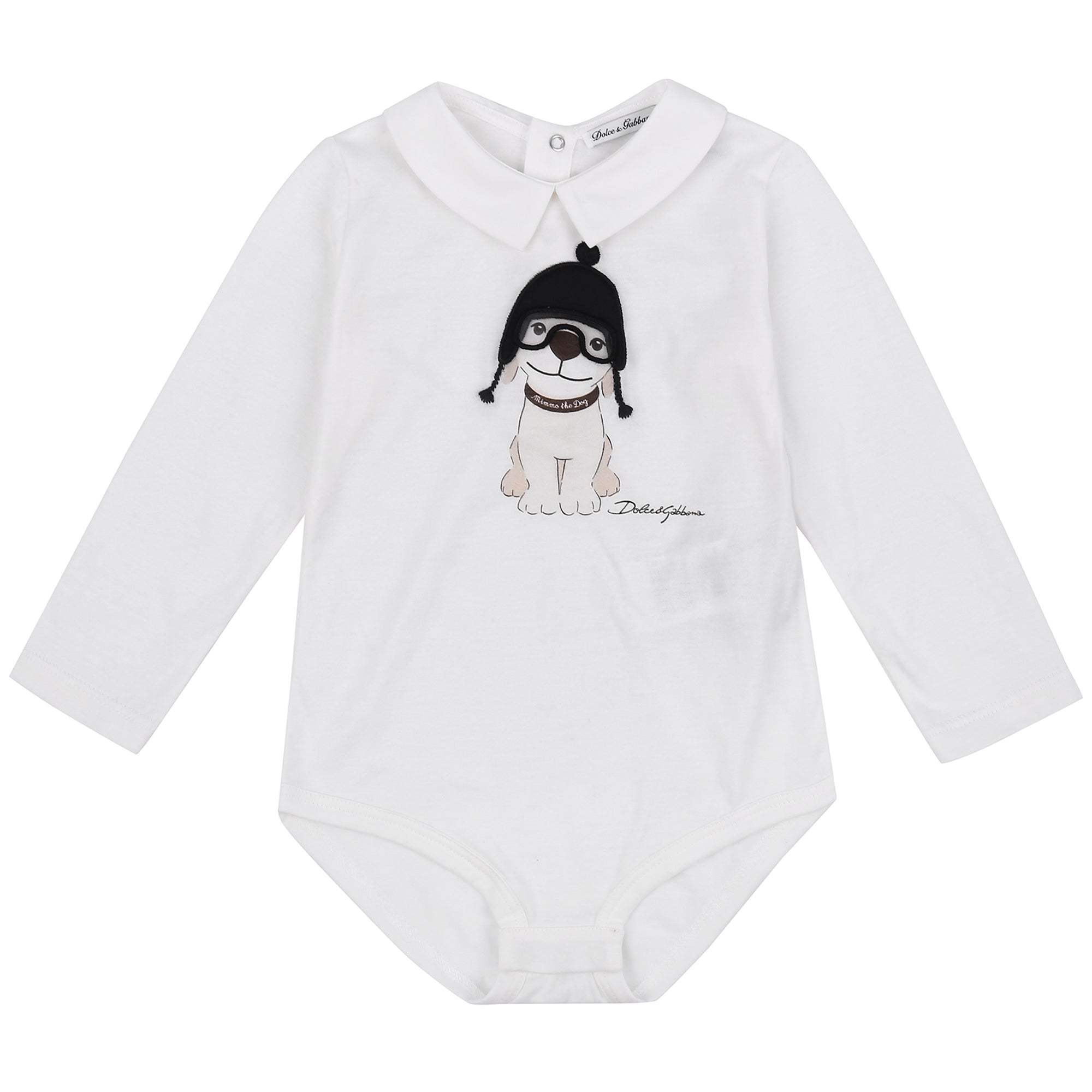 Baby White Dog Babygrow With Collar