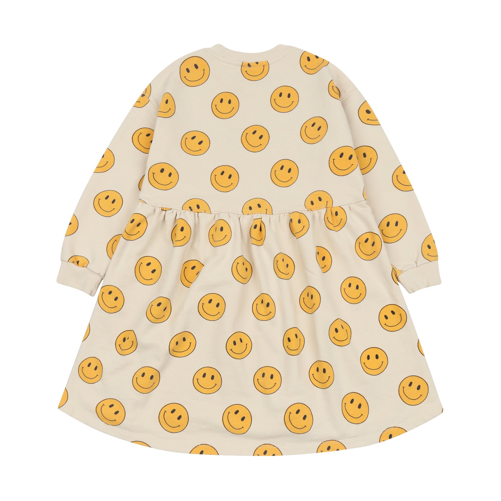 Girls Beige Smile Cotton Dress