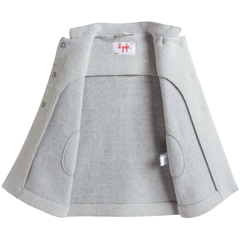 Girls Grey Bow Trims Collar  Wool Coat