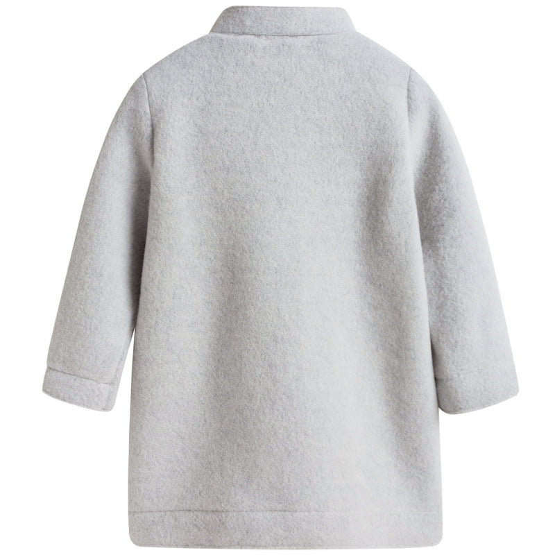 Girls Grey Bow Trims Collar  Wool Coat