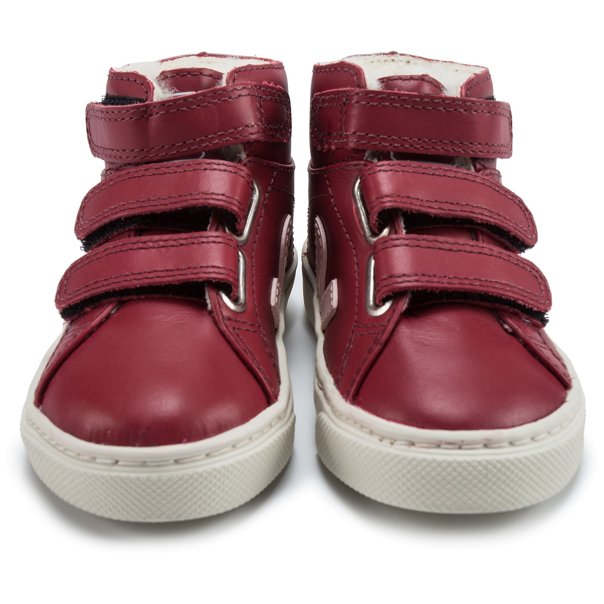 Baby Red Leather Velcro High Top Shoes