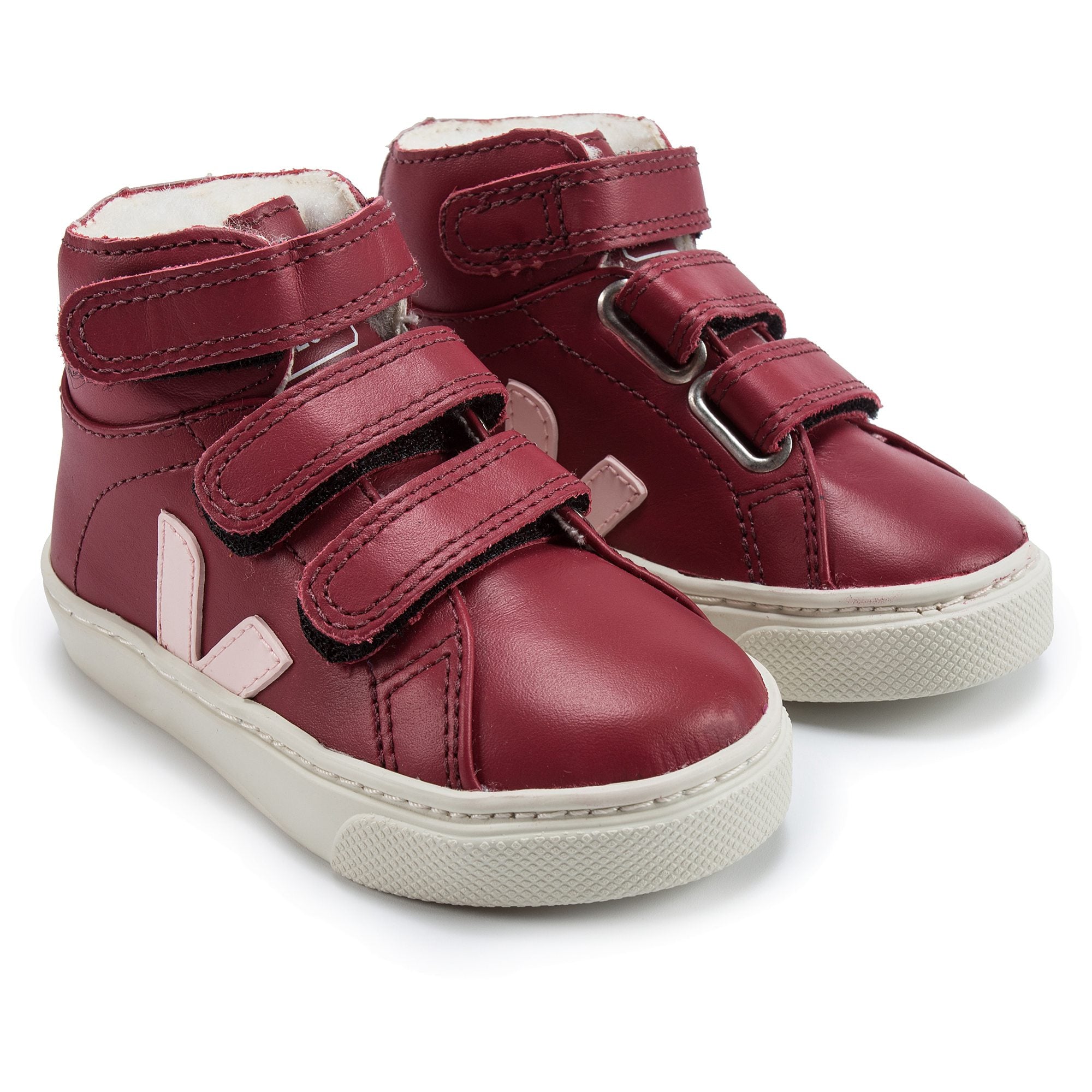 Baby Red Leather Velcro High Top Shoes