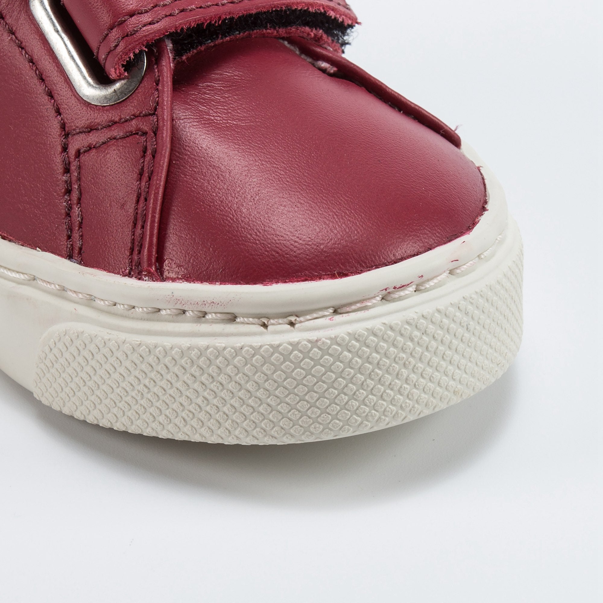 Baby Red Leather Velcro High Top Shoes