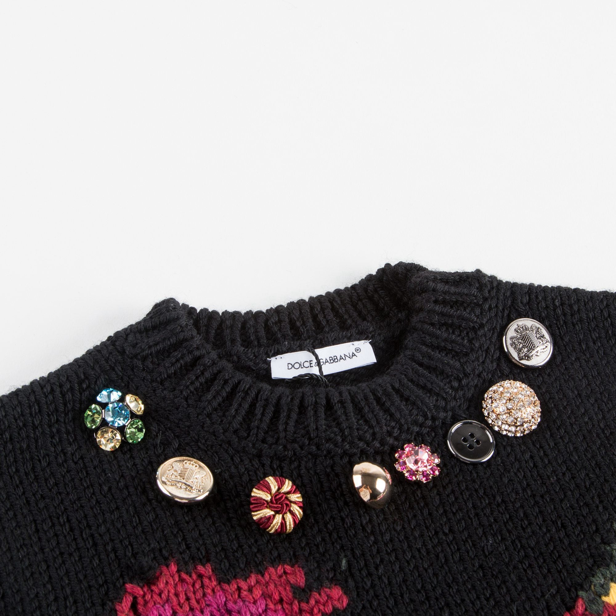 Girls Black Flowers Sweater