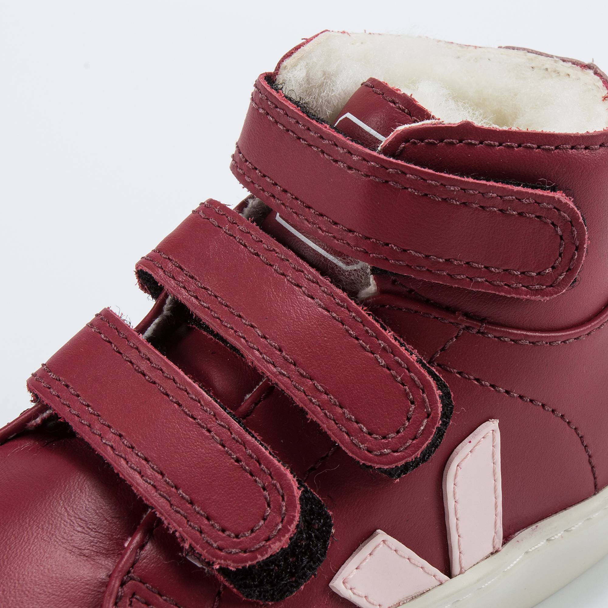 Baby Red Leather Velcro High Top Shoes