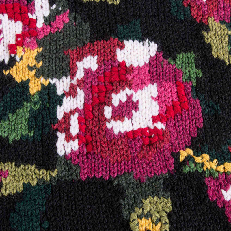Girls Black Flowers Sweater