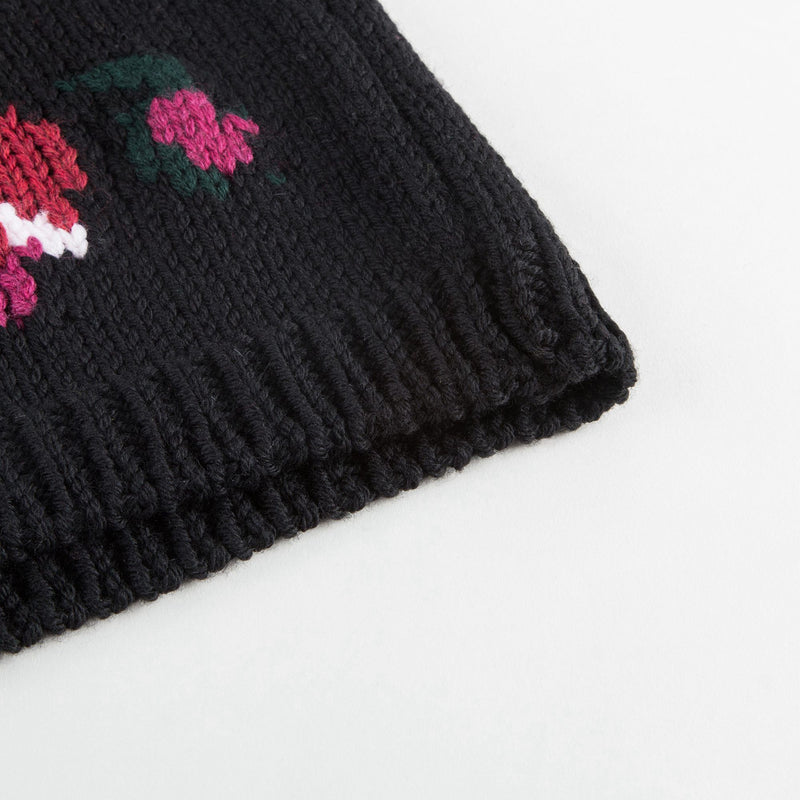 Girls Black Flowers Sweater