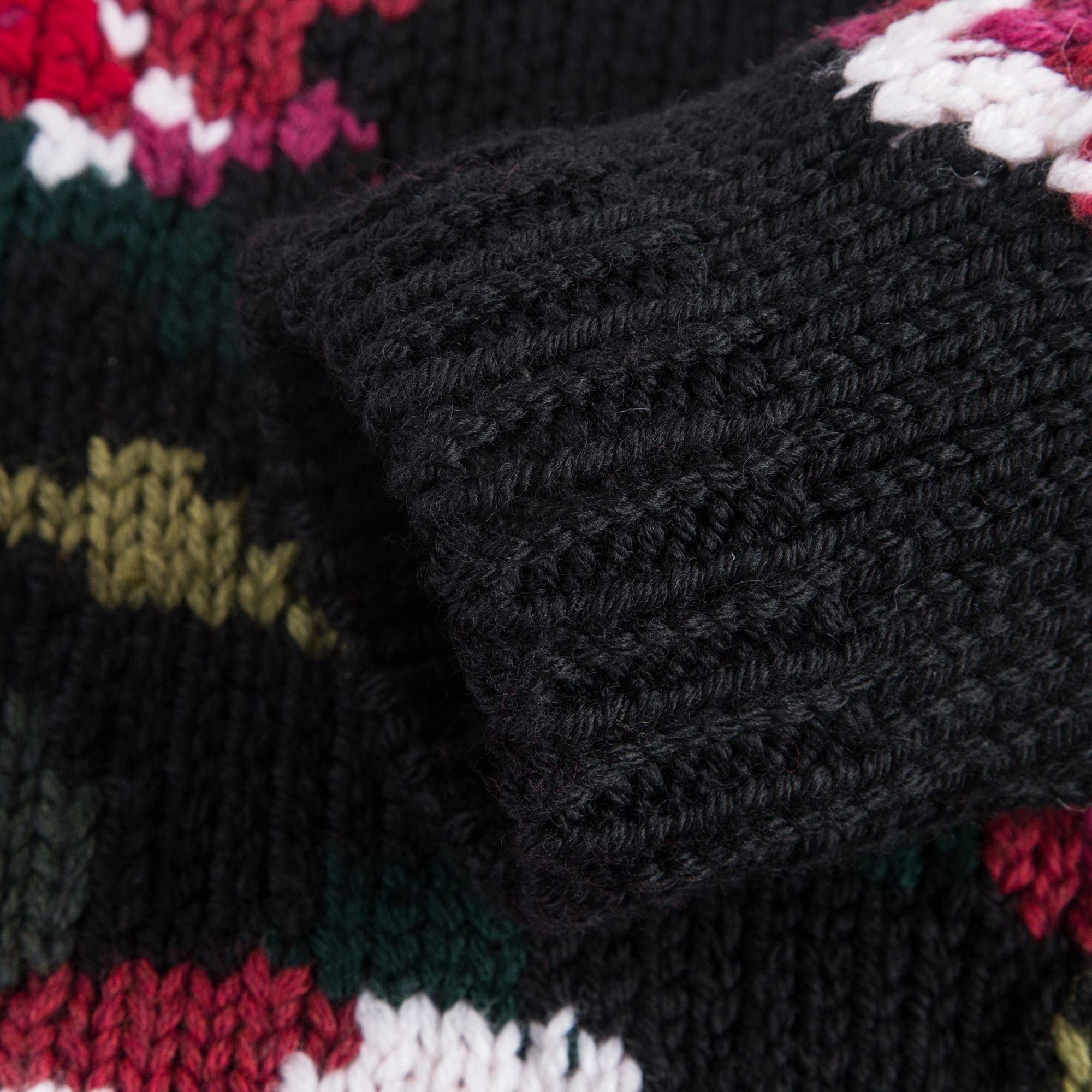 Girls Black Flowers Sweater