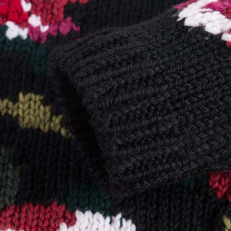 Girls Black Flowers Sweater