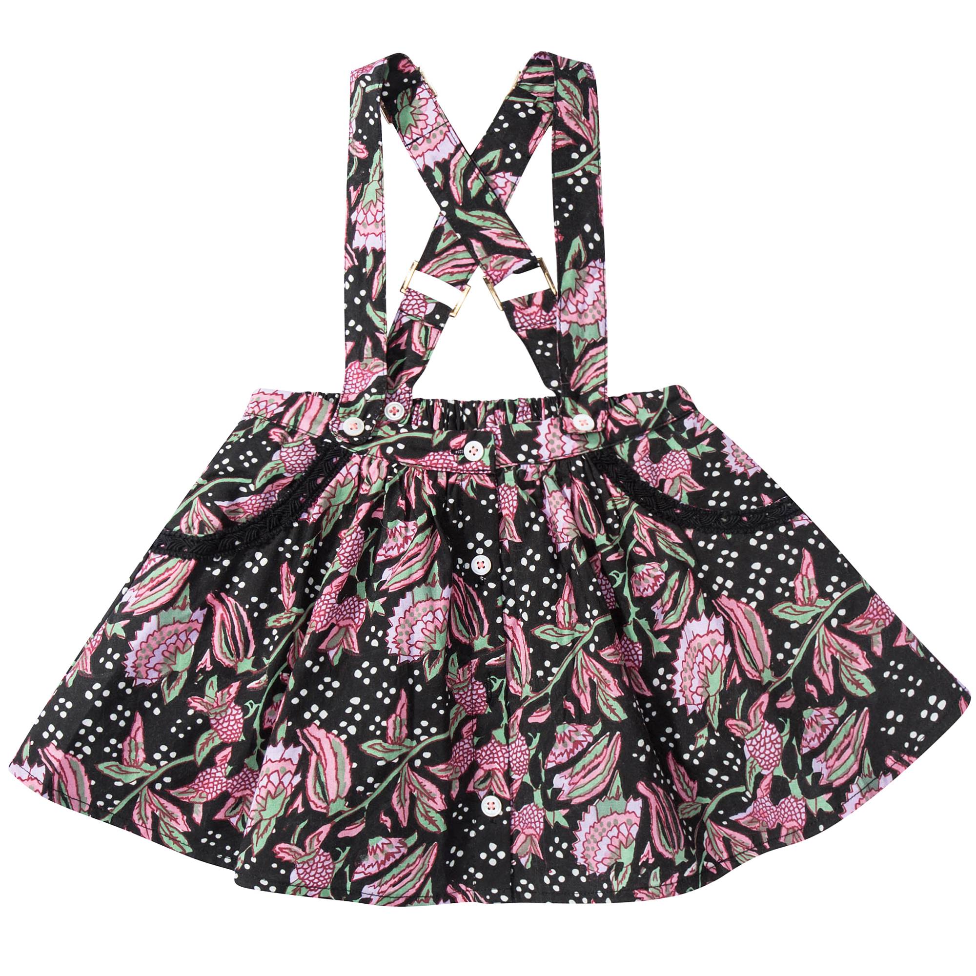 Girls Blue Flower Cotton Skirt